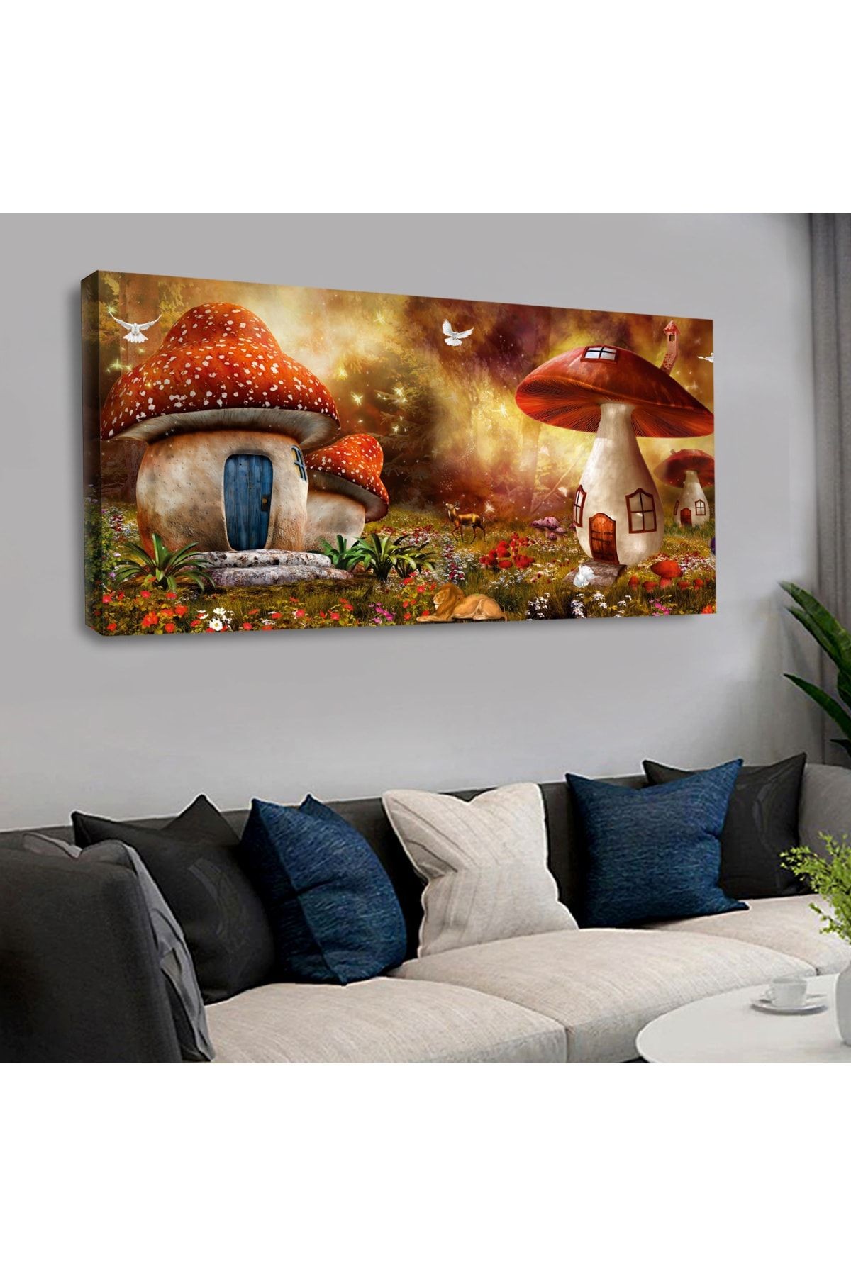 120 X 60 Cm Kanvas Şirinler Köy Evi
