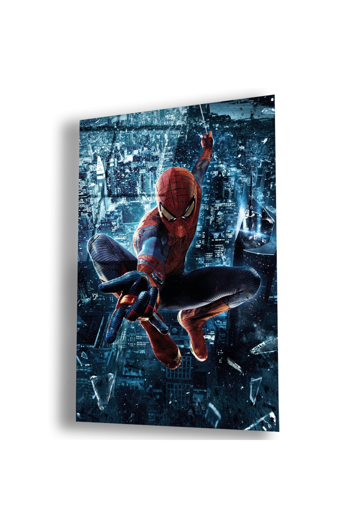 Spiderman UV Baskı Dikey Çerçevesiz Kırılmaz Cam Tablo