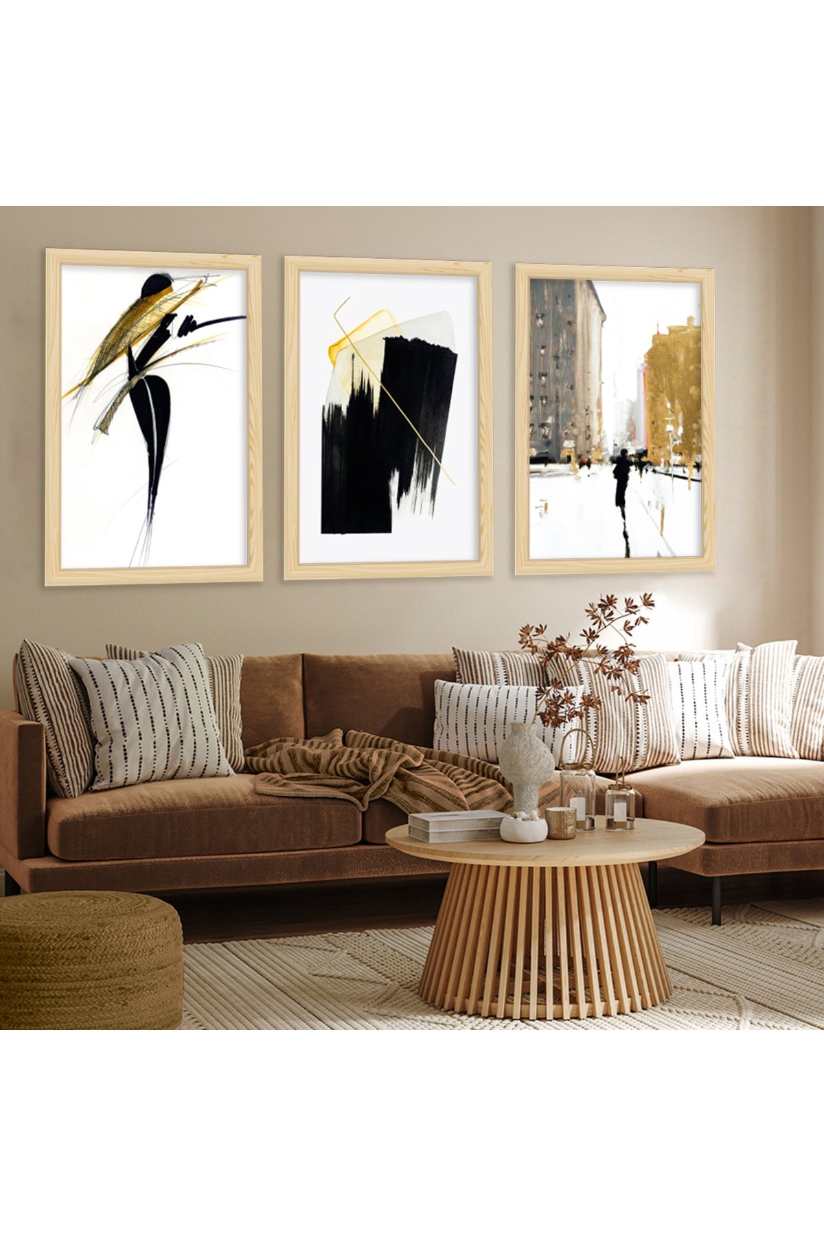 Sanatsal Ahşap Çerçeveli Modern Çizim Tablo