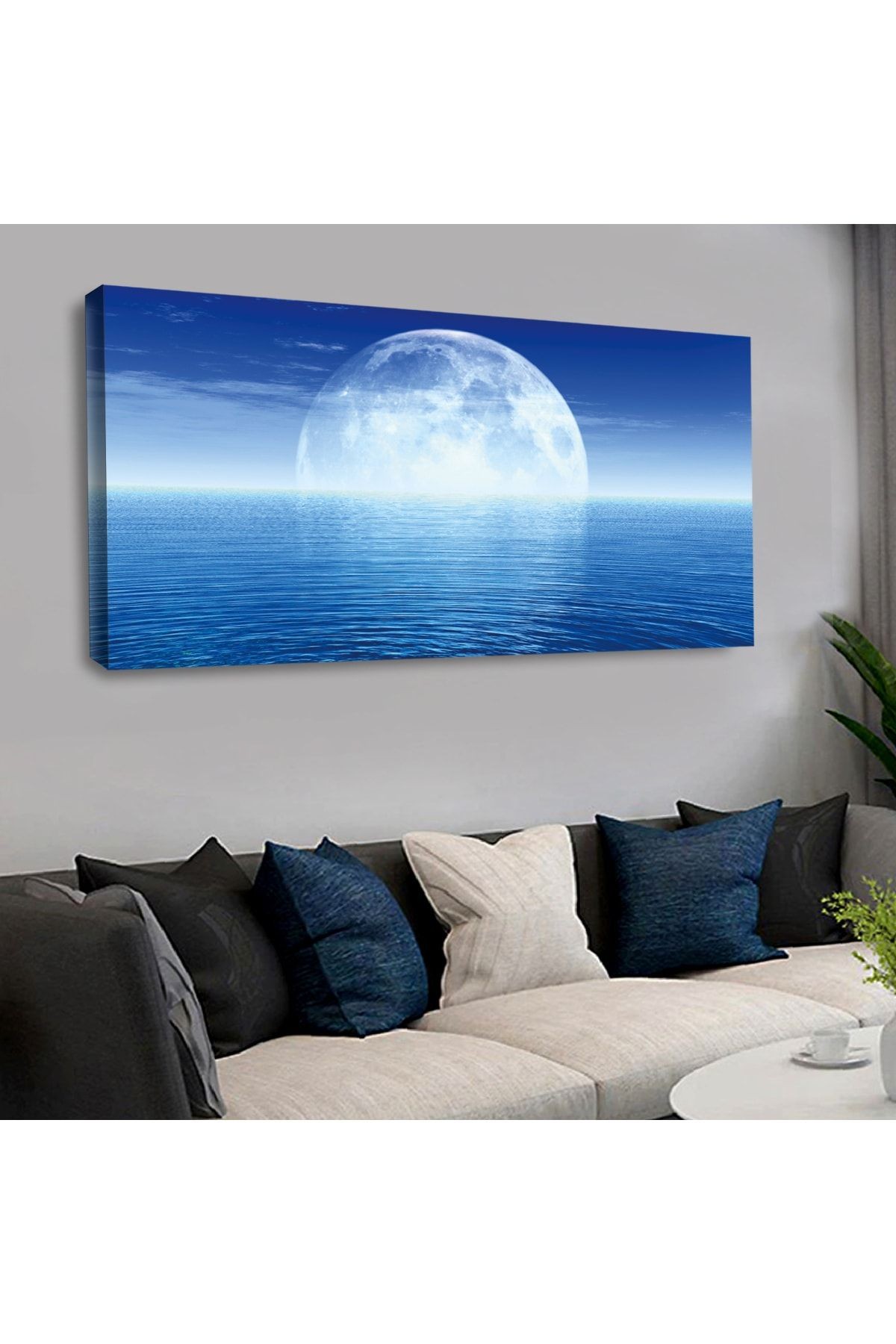 120 X 60 Cm Kanvas Dolunay Manzara Tablo