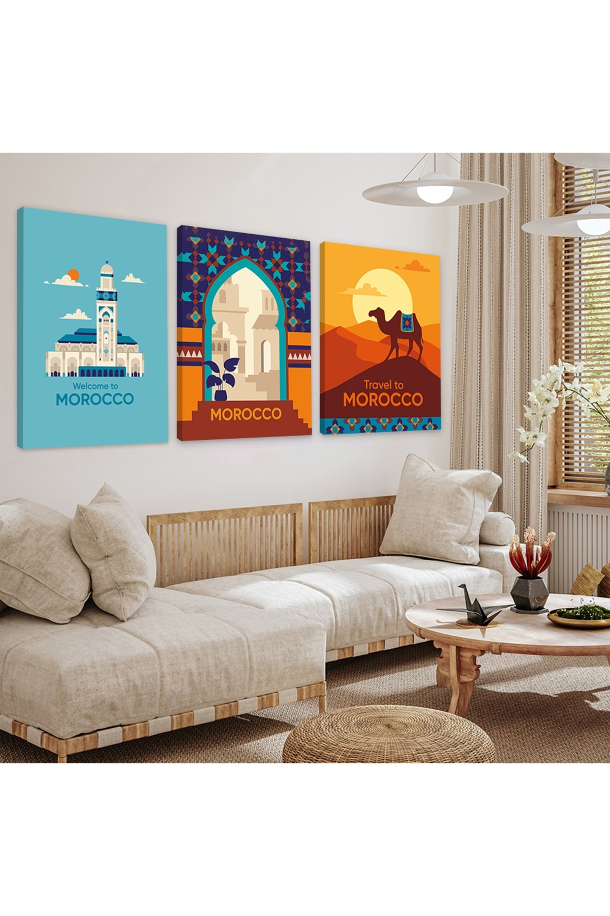 Travel 3'Lü Ahşap Şase Dijital Baskı Kanvas Tablo