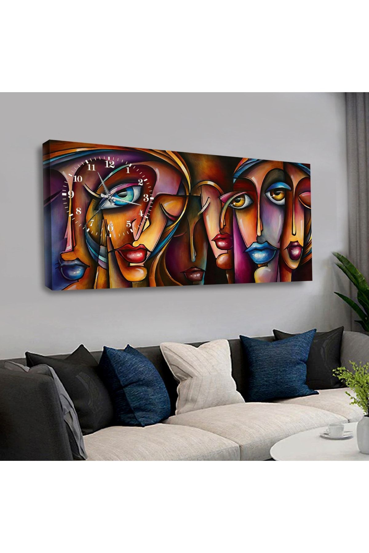 Ressam Tablosu Görselli Saatli Kanvas Tablo