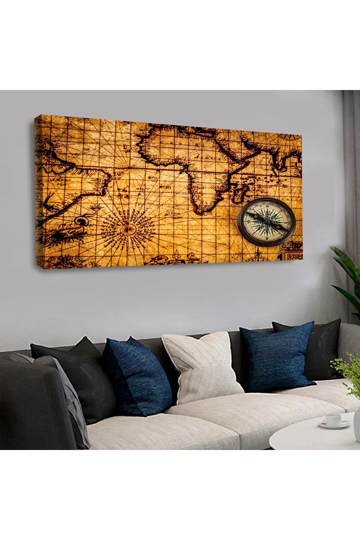 120 X 60 Cm Kanvas Dünya Haritası Tablo