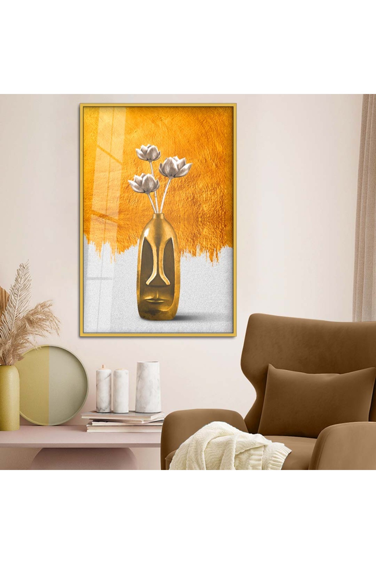 Canlı Sanat Tablosu Soyut Tema Modern Çizim Metal Çerçeveli UV Baskı Kırılmaz Cam Tablo