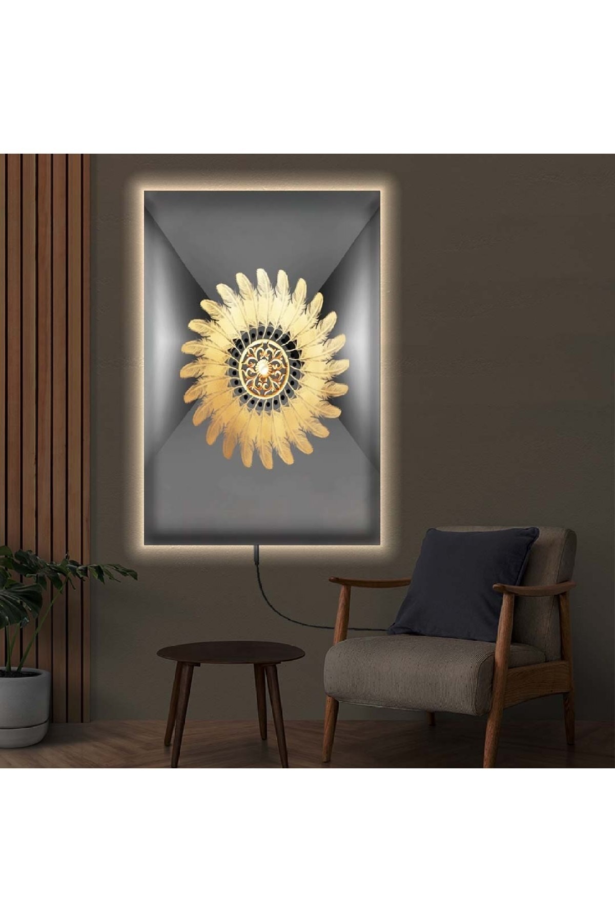 Canlı Sanat Tablosu Ledli Modern Çizim Ahşap Şase Dijital Baskı Kanvas Tablo 70X100Cm