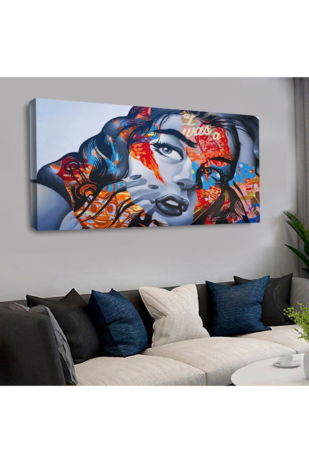 120 X 60 Cm Kanvas Renkli Kadın Yüzü Tablo