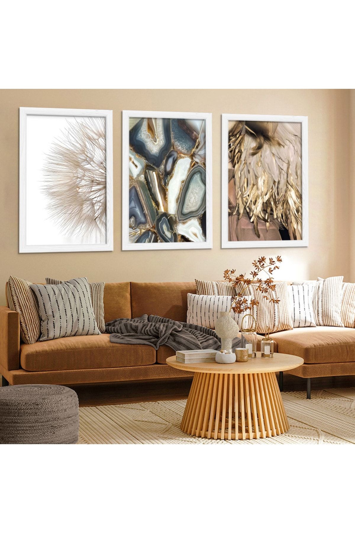 Beyaz Ahşap Çerçeveli Modern Tablo