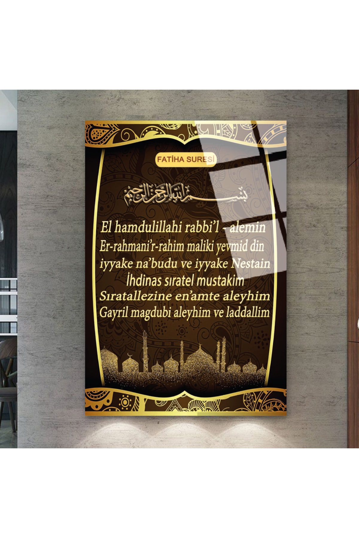 Modern Fatiha Süresi UV Baskı Kırılmaz Cam Tablo