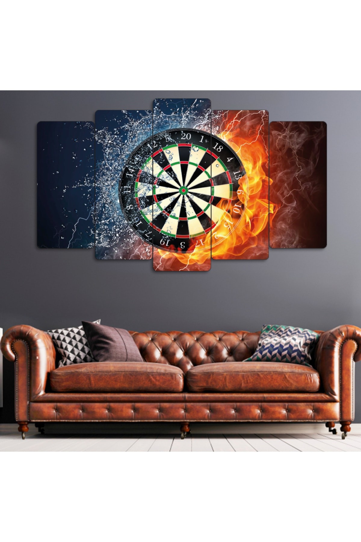 5 Parça Alevli Dart Ekstra Dayanıklı Solmaz MDF Tablo