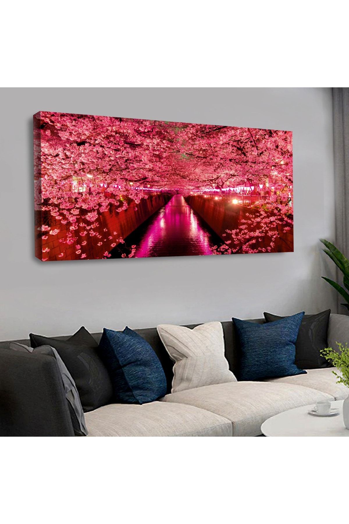 120 X 60 Cm Kanvas Renkli Çiçekli Yol Tablo