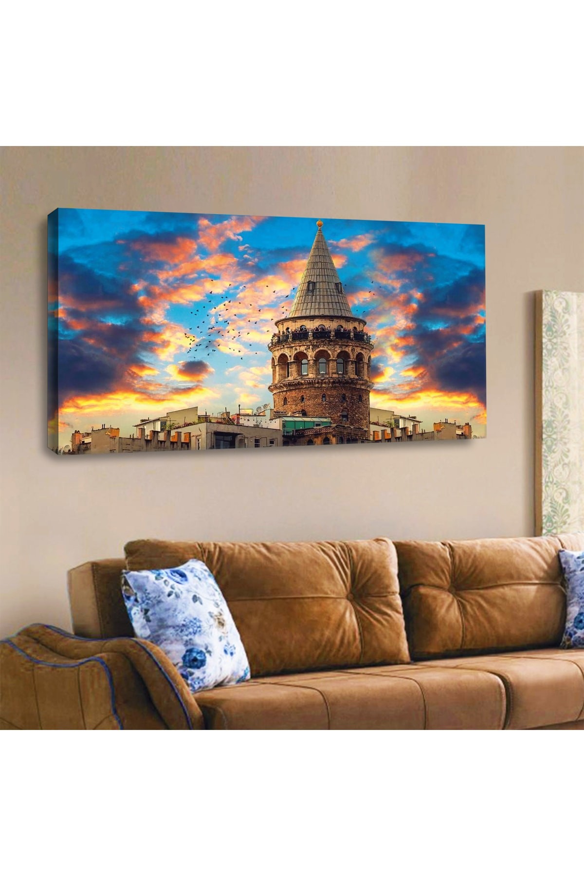 Renkli Tasarım Ahşap Şase Dijital Baskı Kanvas Tablo 120X60Cm