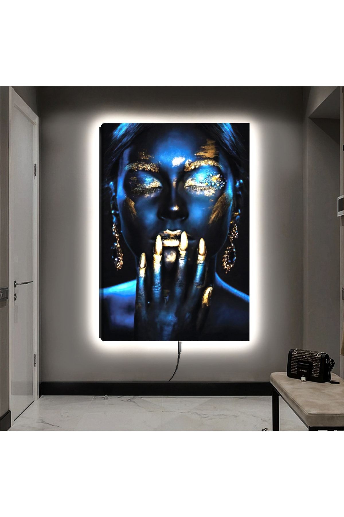 Ledli 90x60 Afrikalı Genç Kadın Kanvas Tablo