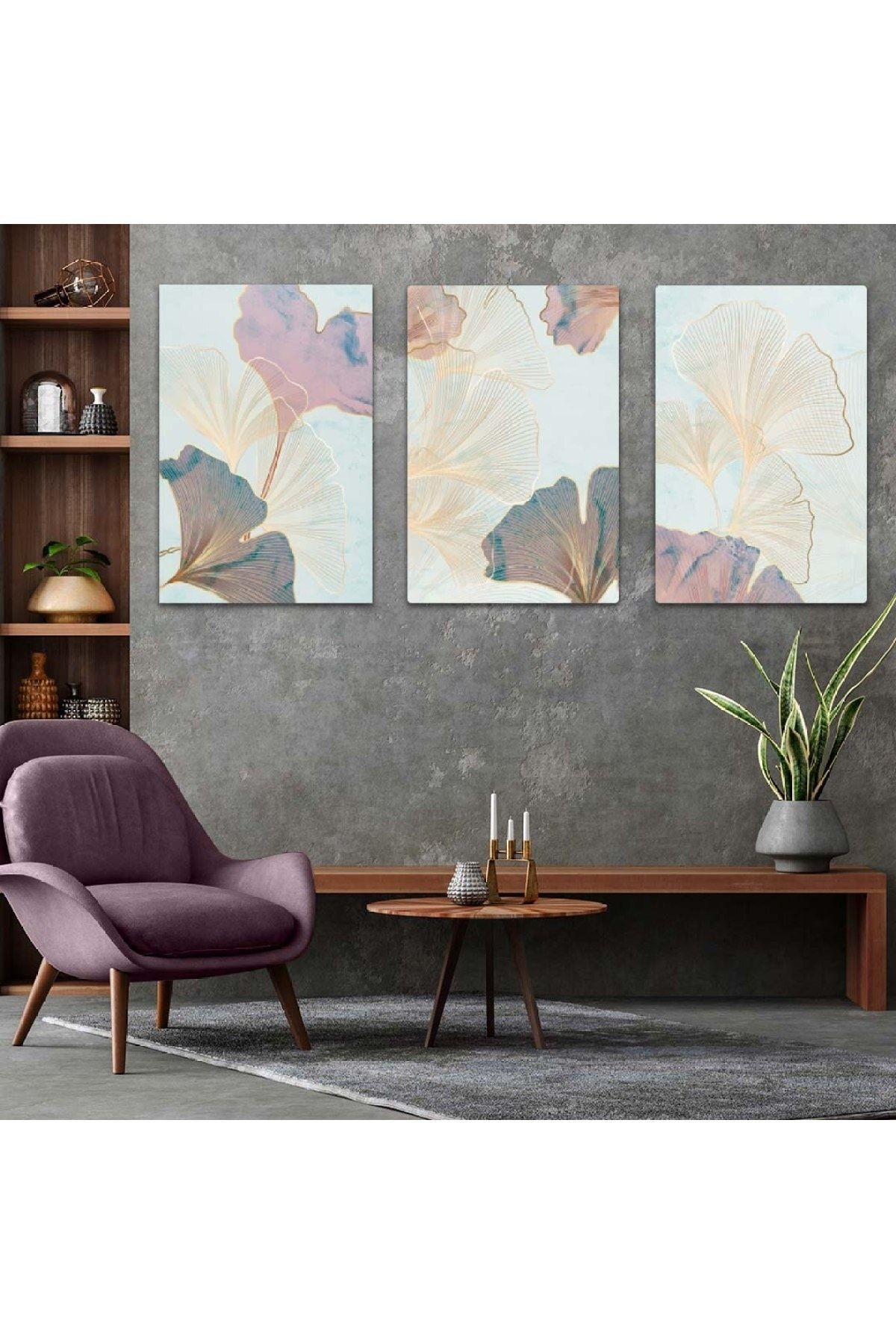 Soyut Desen 3'lü Mdf Tablo Set