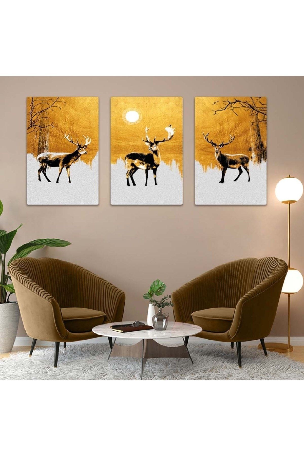 Geyik 3'lü Mdf Tablo Set