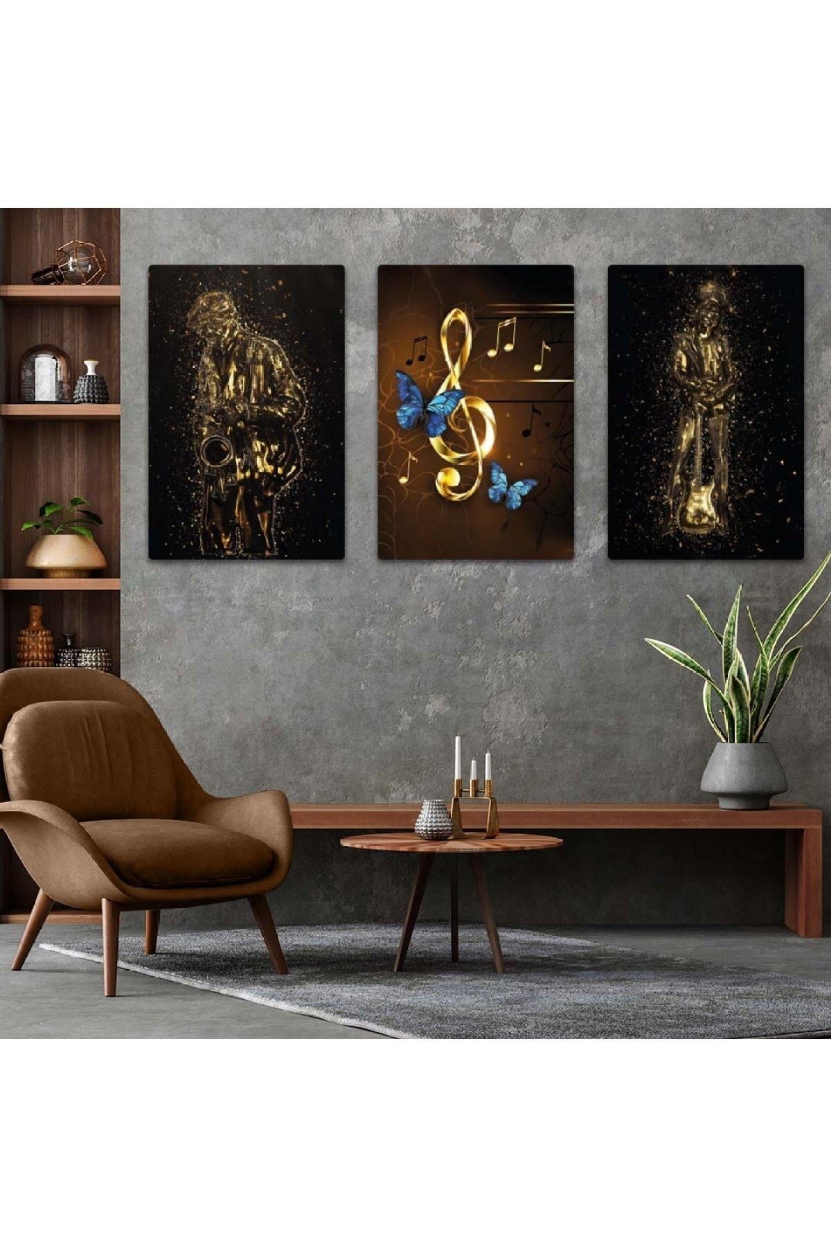 Üçlü Mdf Müzik Modern Tablo Seti