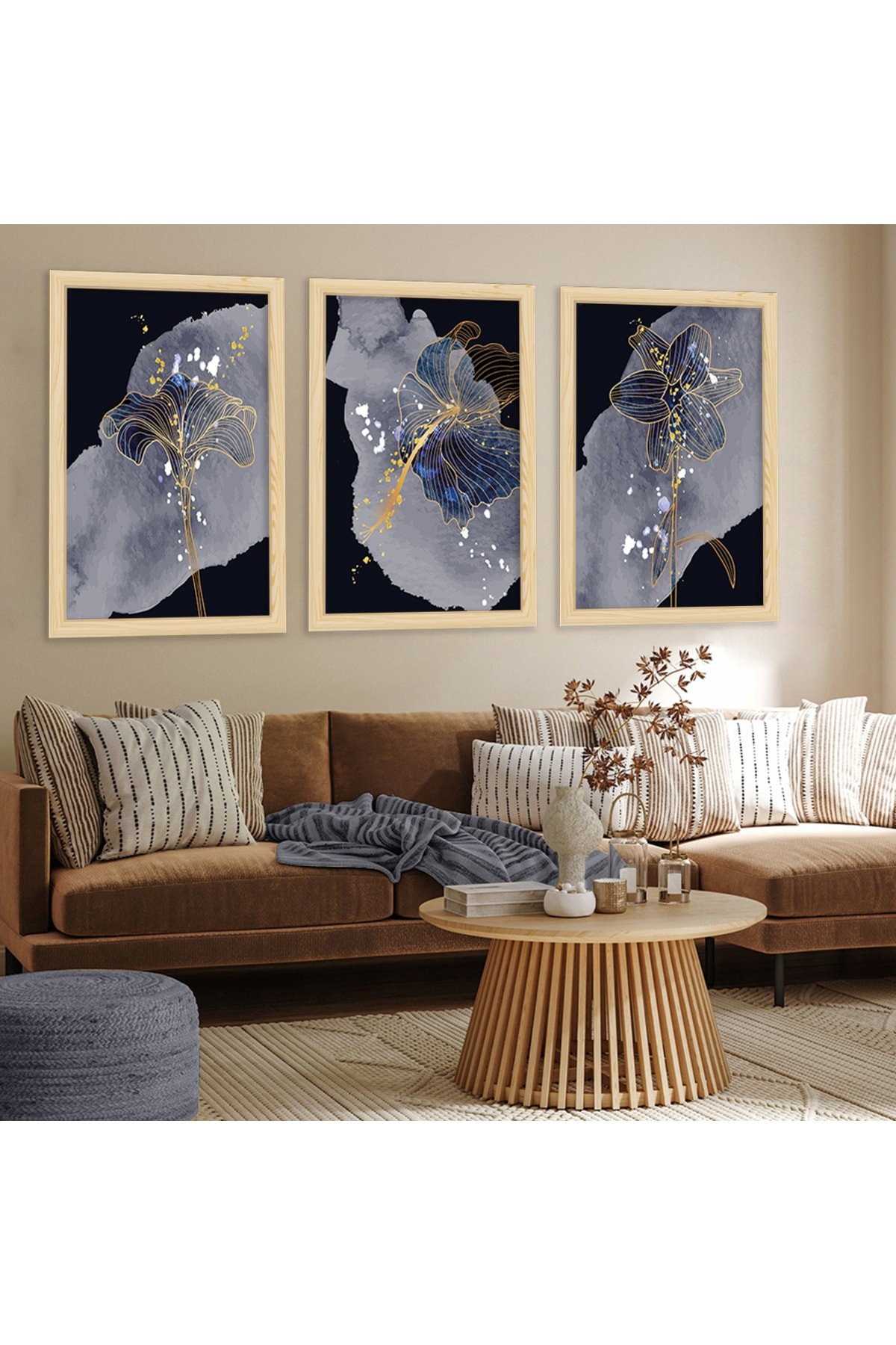 Özel Tasarım Modern Tablo Ahşap Çerçeveli Kolaj Çizim Modern Tablo