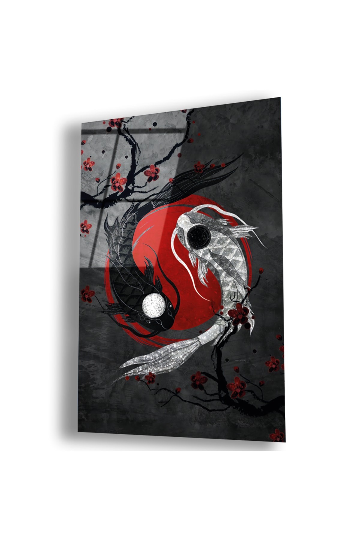 Modern Tablo Yin Yang UV Baskı Kırılmaz Cam Tablo