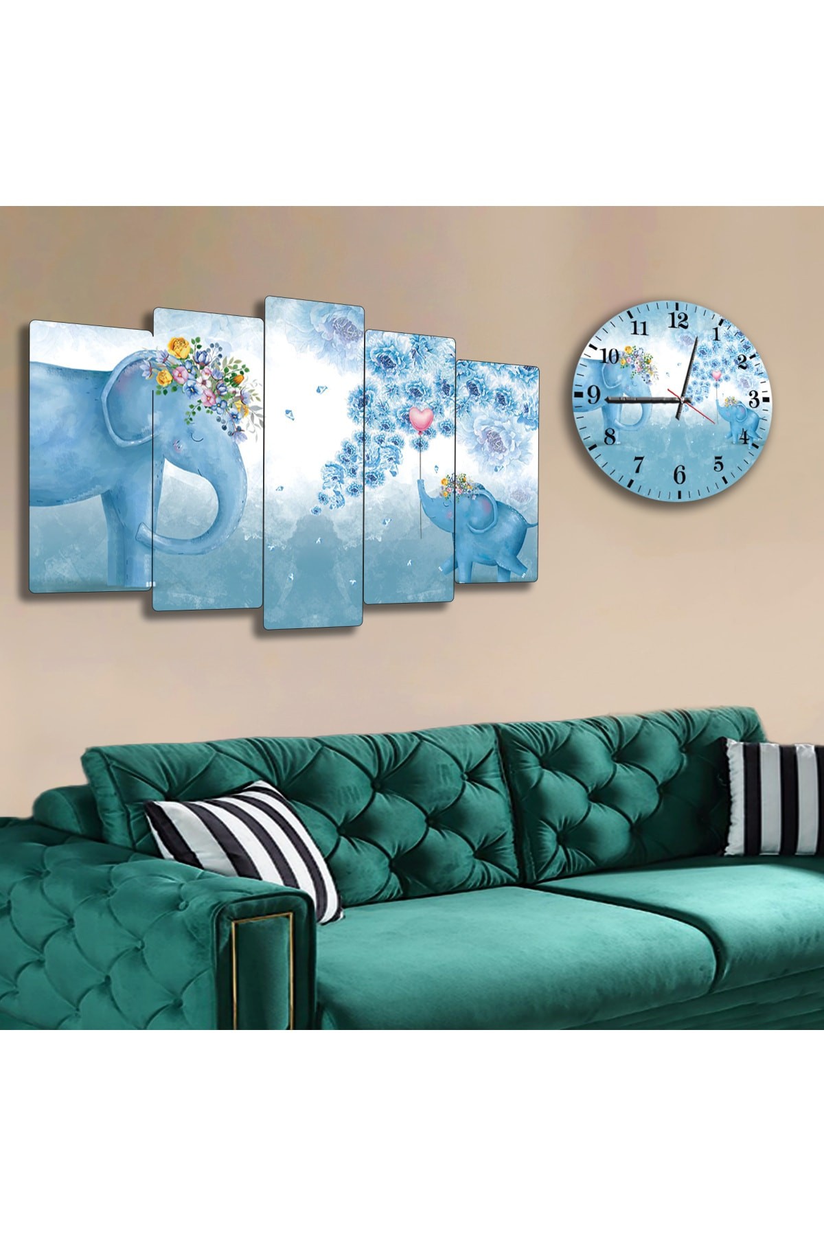 Ofis Tablosu Sevimli Filler Çocuk Odası Solmaz MDF Tablo Ve Saat Kombin