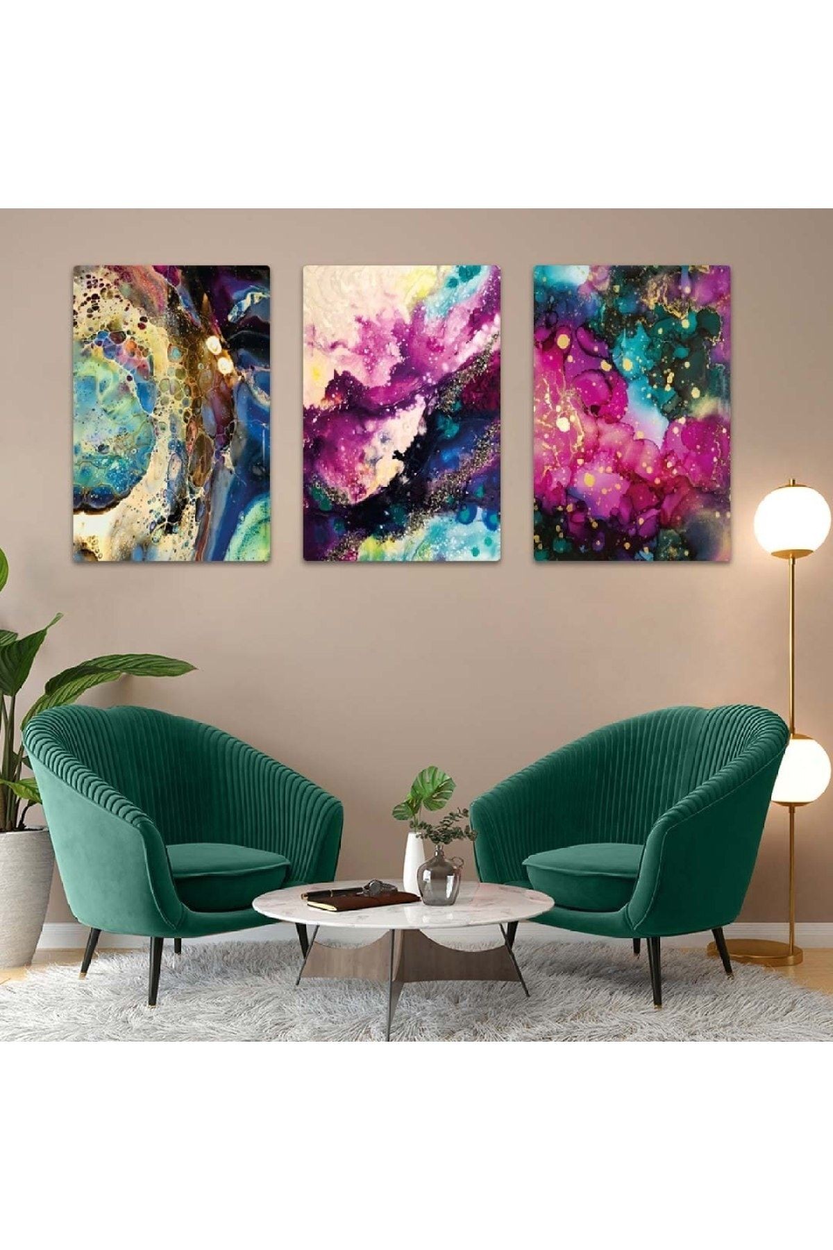 Üçlü Mdf Renkli Modern Tablo Seti