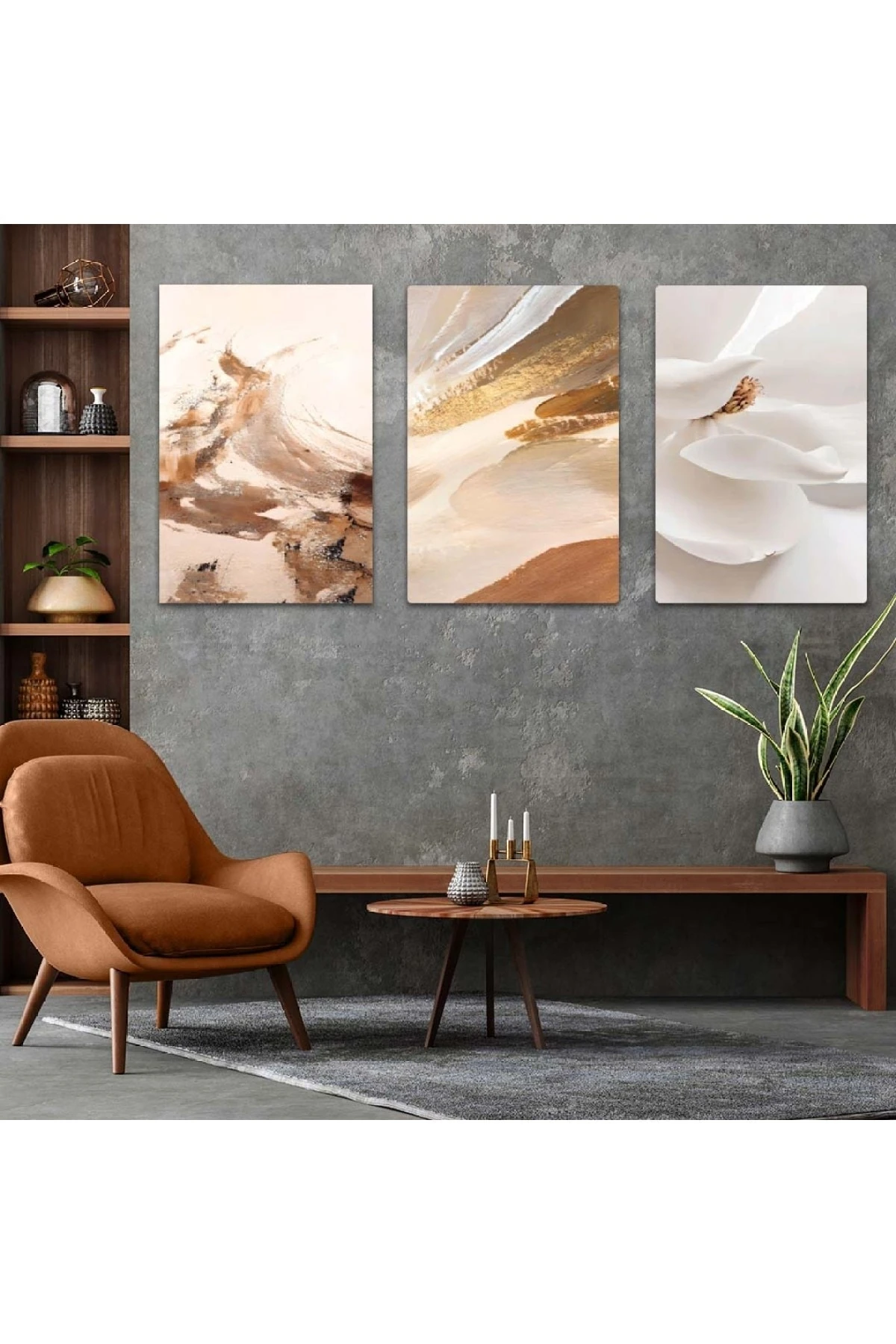 Sanat Tablosu Modern Çizim 3'Lü Solmaz MDF Tablo Set