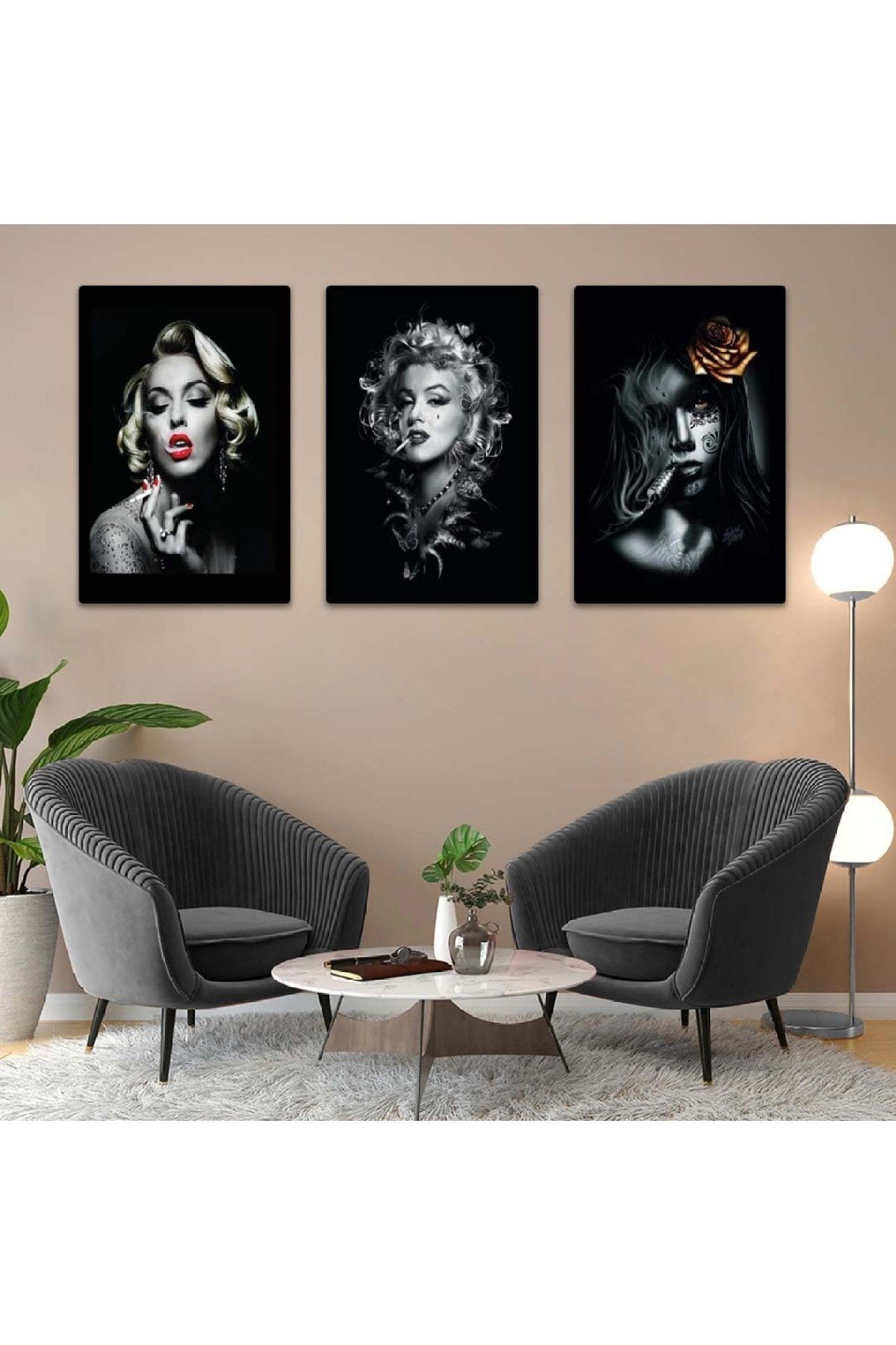 Marilyn Monroe 3'lü Mdf Tablo Set