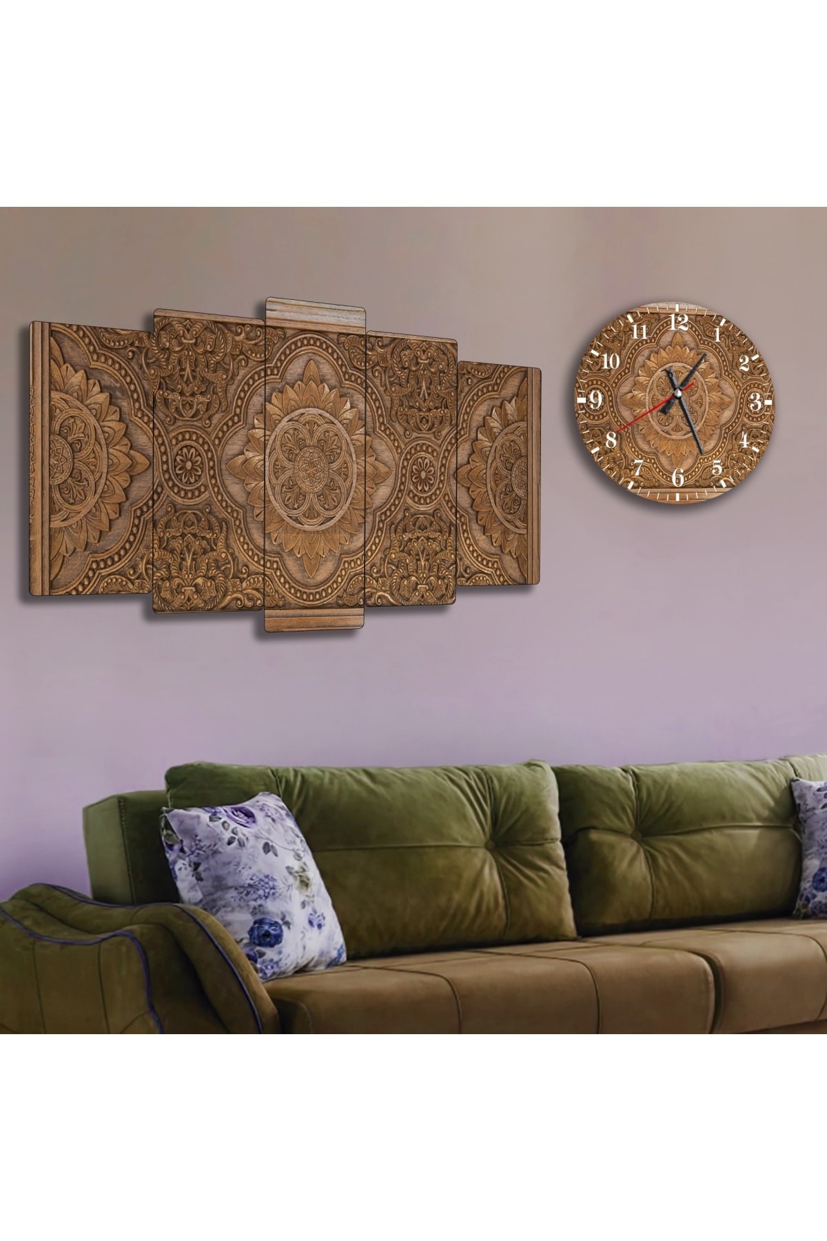 Motif Ekstra Dayanıklı Solmaz MDF Tablo Ve Saat Kombin