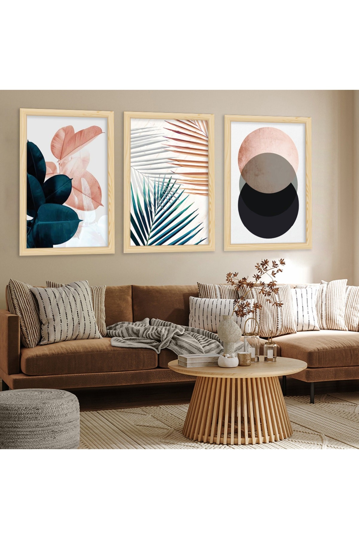 Oturma Odası Ahşap Çerçeveli Modern Tablo