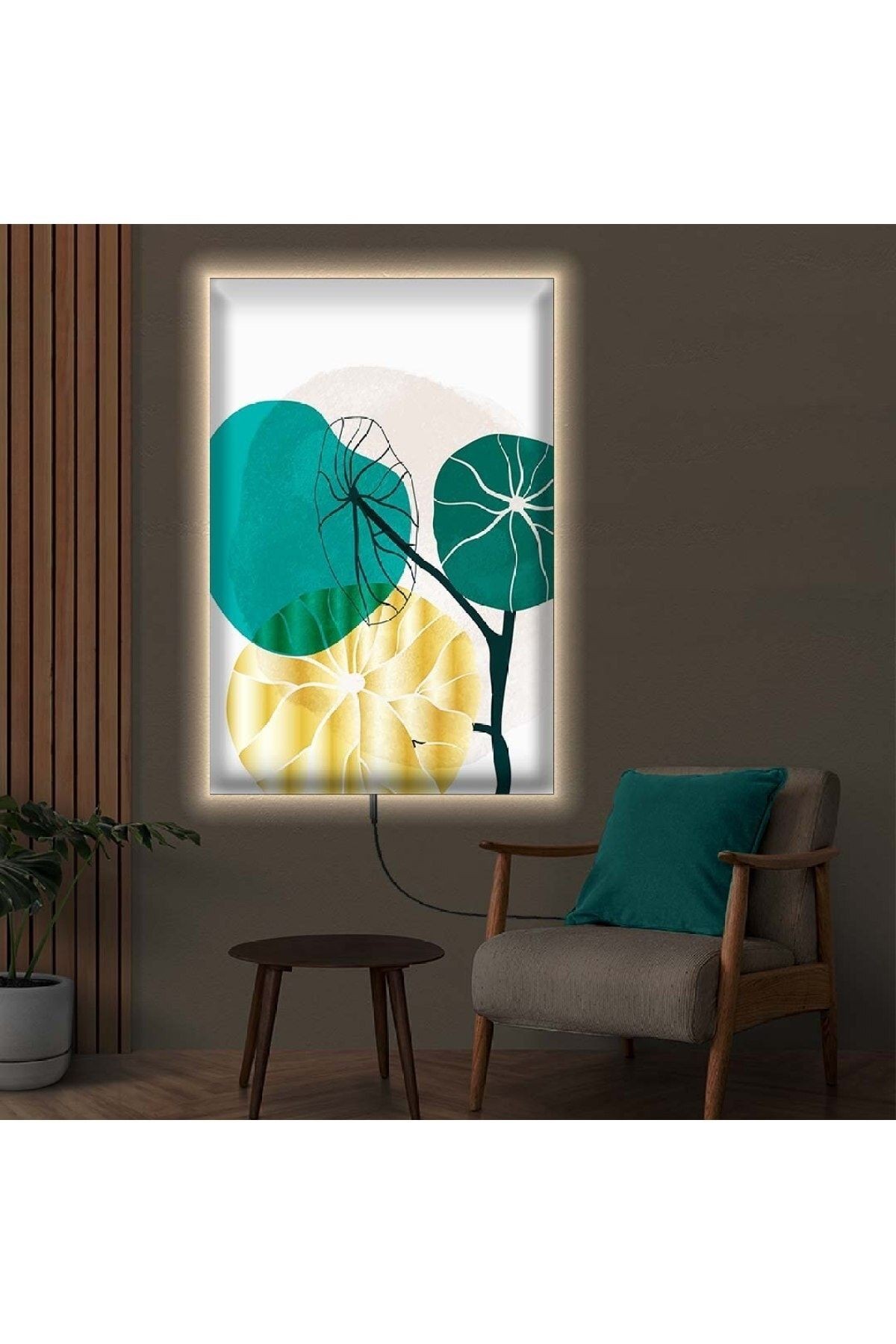 Ledli 90x60 Soyut Desen Kanvas Tablo