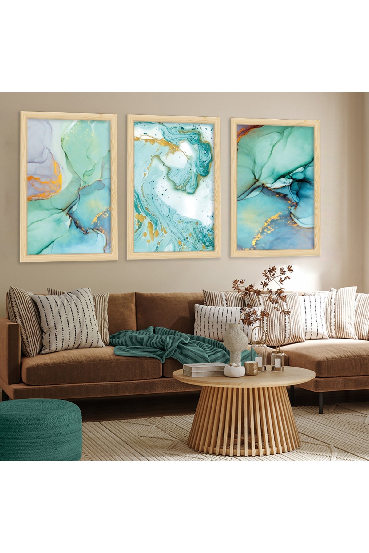 Ahşap Çerçeveli Modern Oturma Odası Tablosu