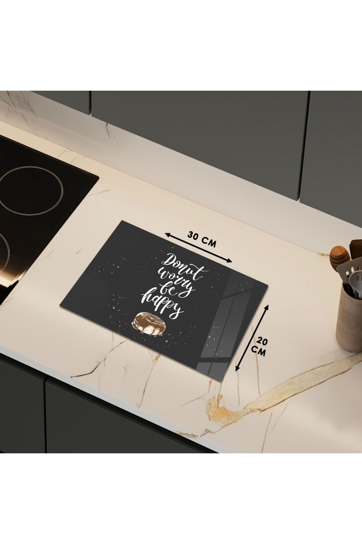 Cam Kesme Tahtası "Donut Worry Be Happy" Yazılı