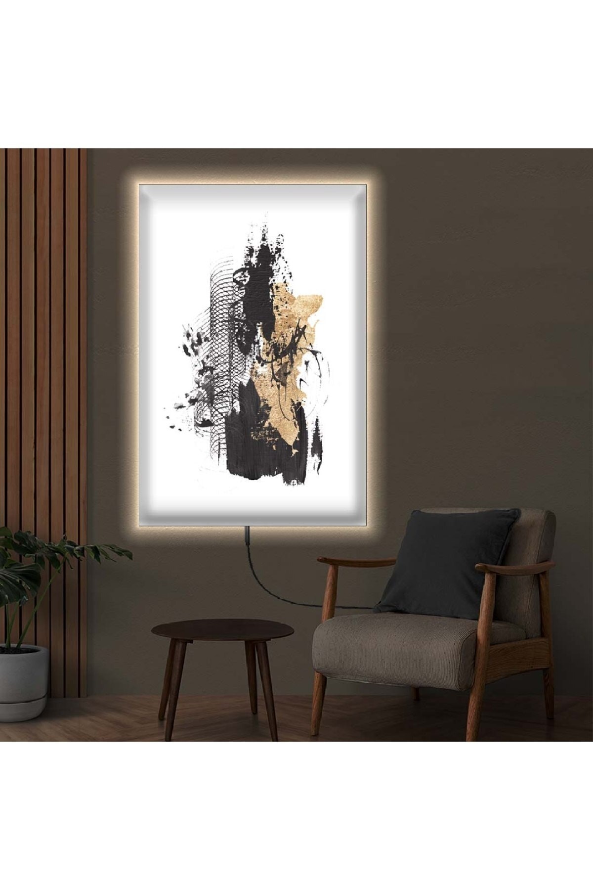 Salon Tablosu Minimalist Ledli Soyut Desen Dijital Baskı Kanvas Tablo 50X70Cm