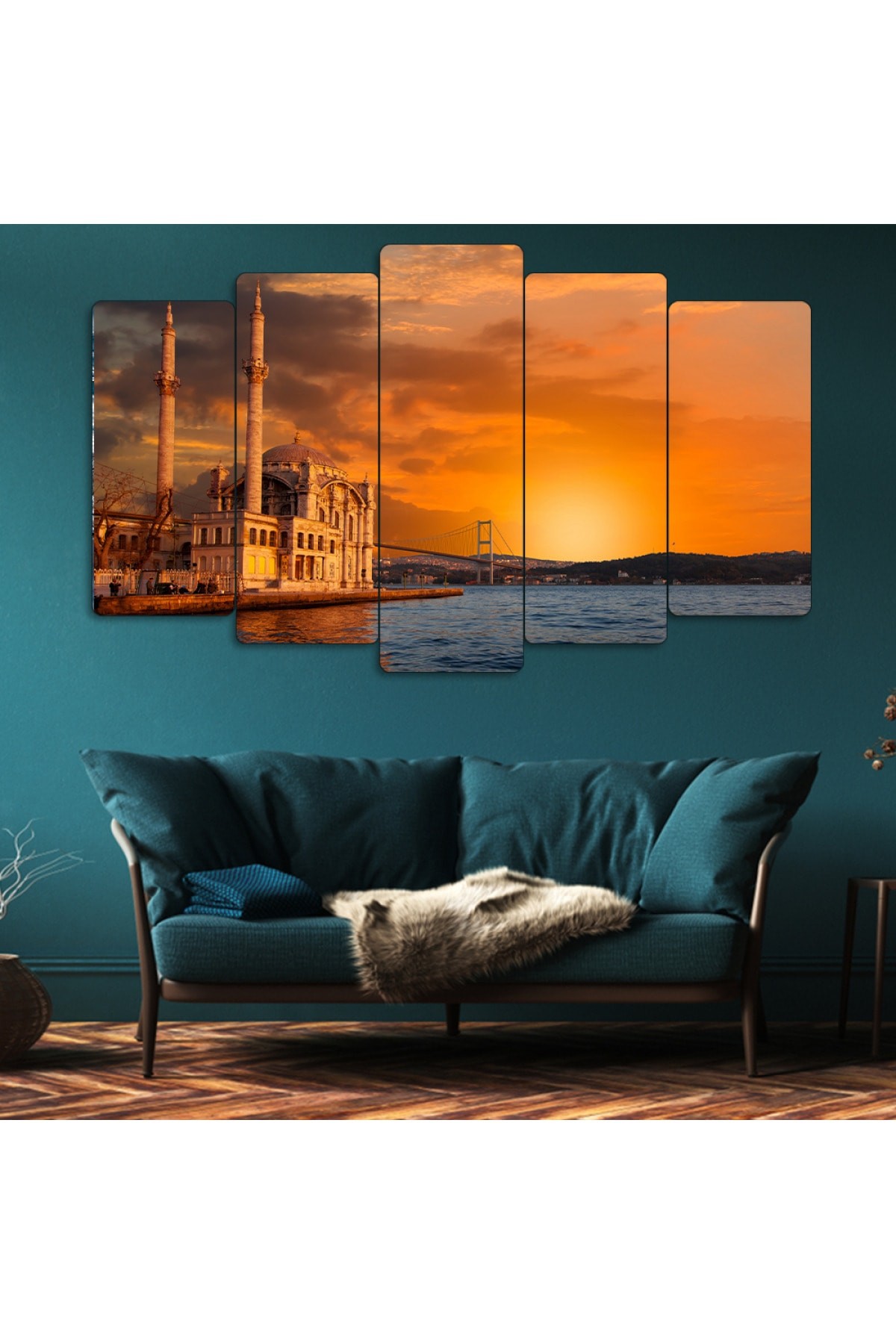 5 Parça Ortaköy Cami Ekstra Dayanıklı Solmaz MDF Tablo