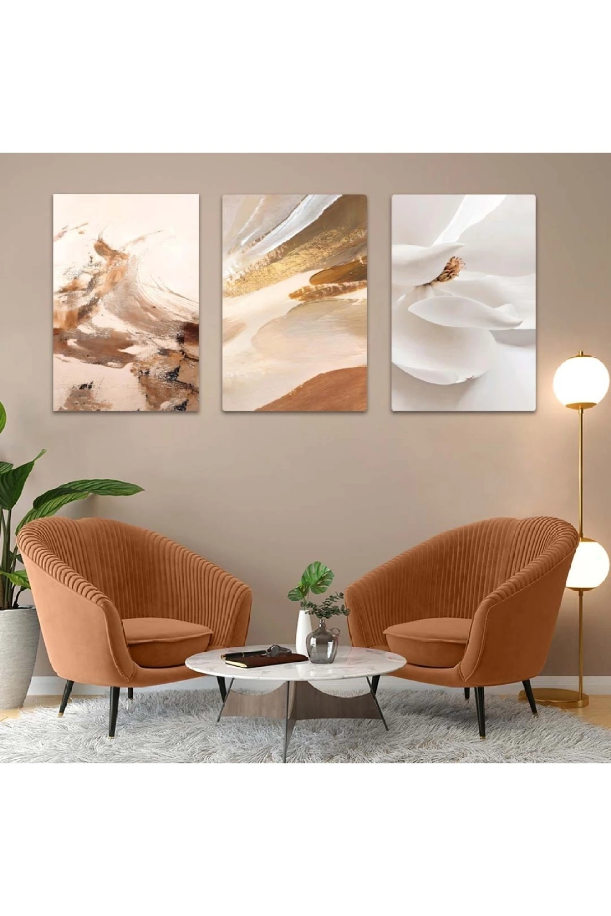 Sanat Tablosu Modern Çizim 3'Lü Solmaz MDF Tablo Set