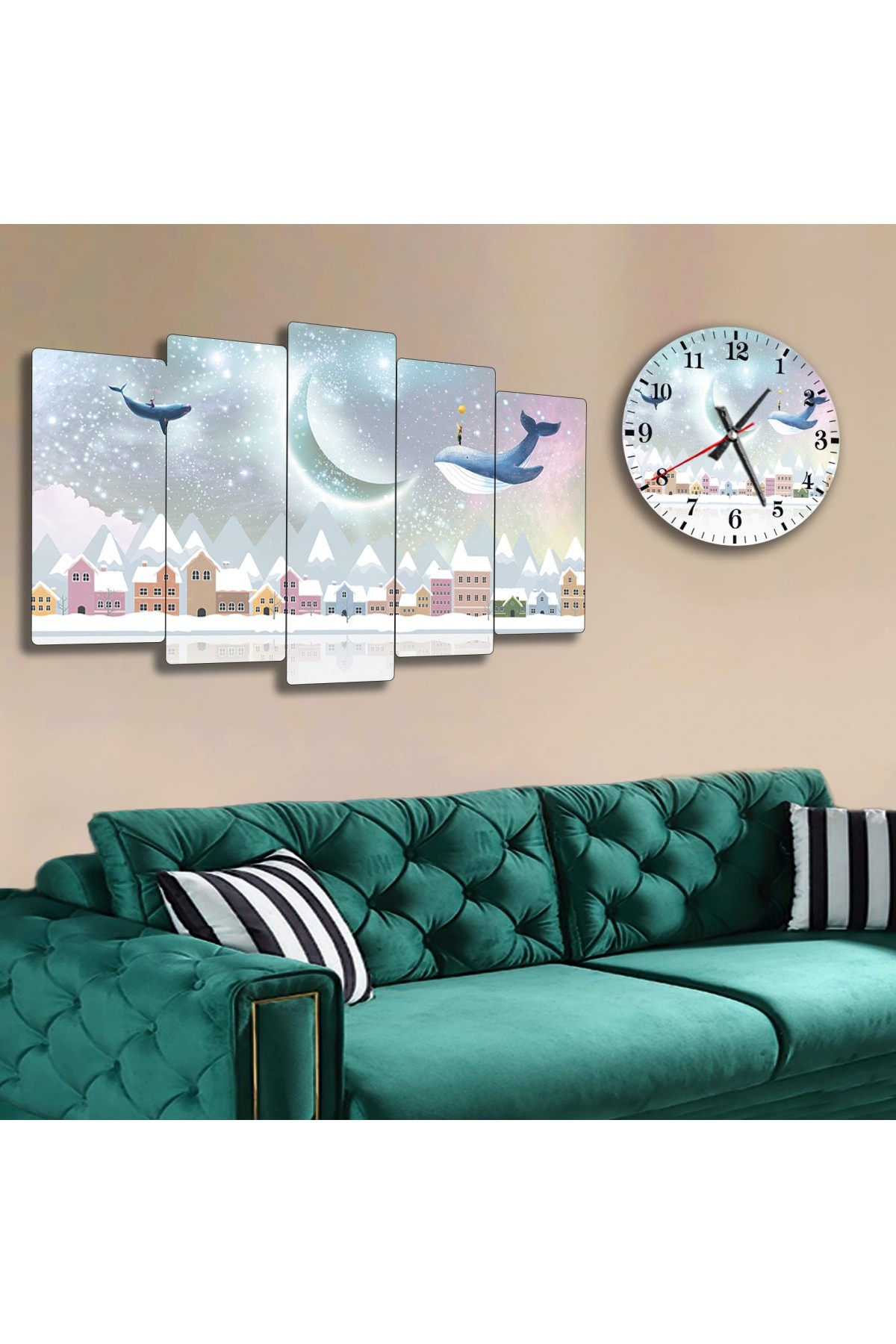 Modern Dream Çocuk Odası Solmaz MDF Tablo Ve Saat Kombin