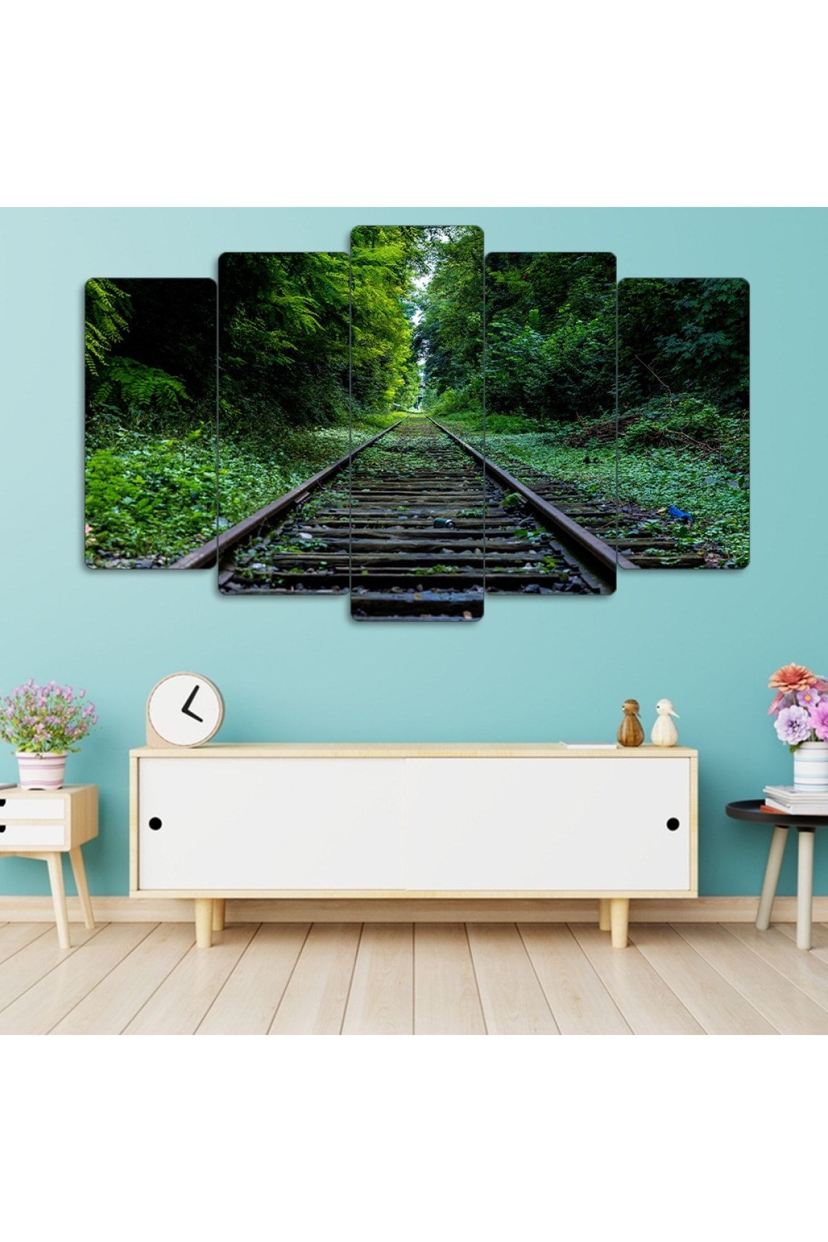 Zevahir 5 Parça Mdf Tren Yolu Manzara Tablosu