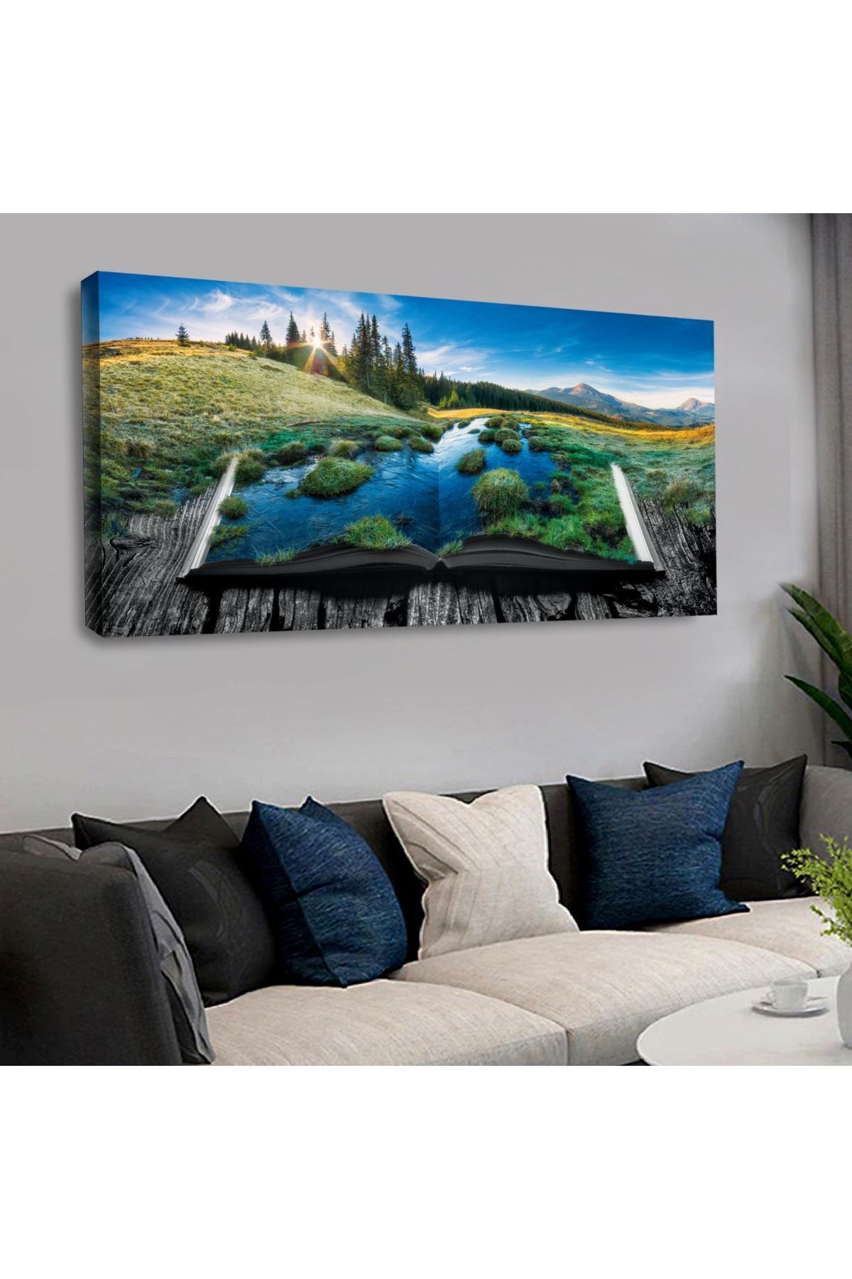 120 X 60 Saatli Kanvas Orman Tablo