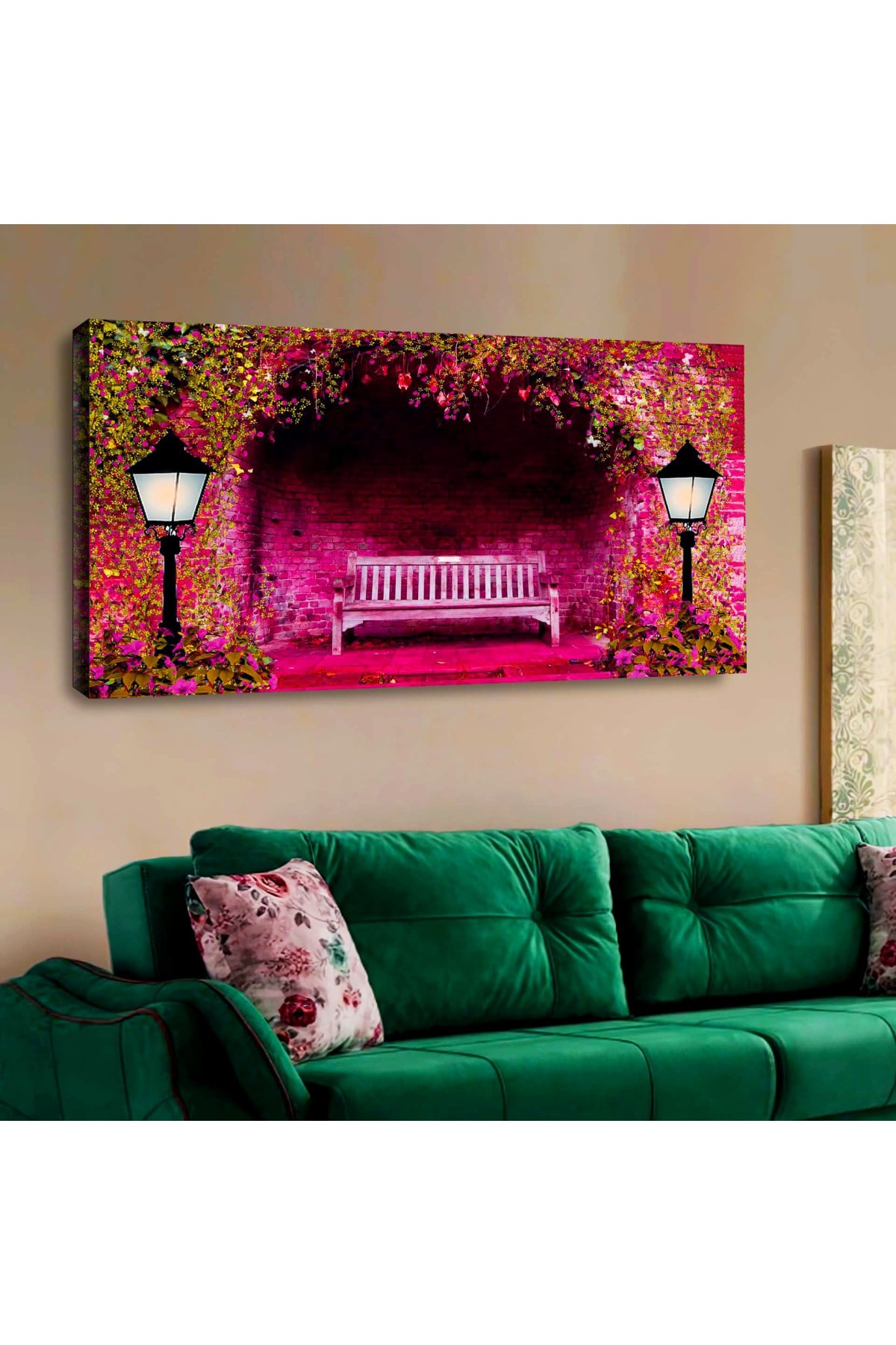 Renkli Tasarım Modern Ahşap Şase Dijital Baskı Kanvas Solmaz Tablo 120X60Cm