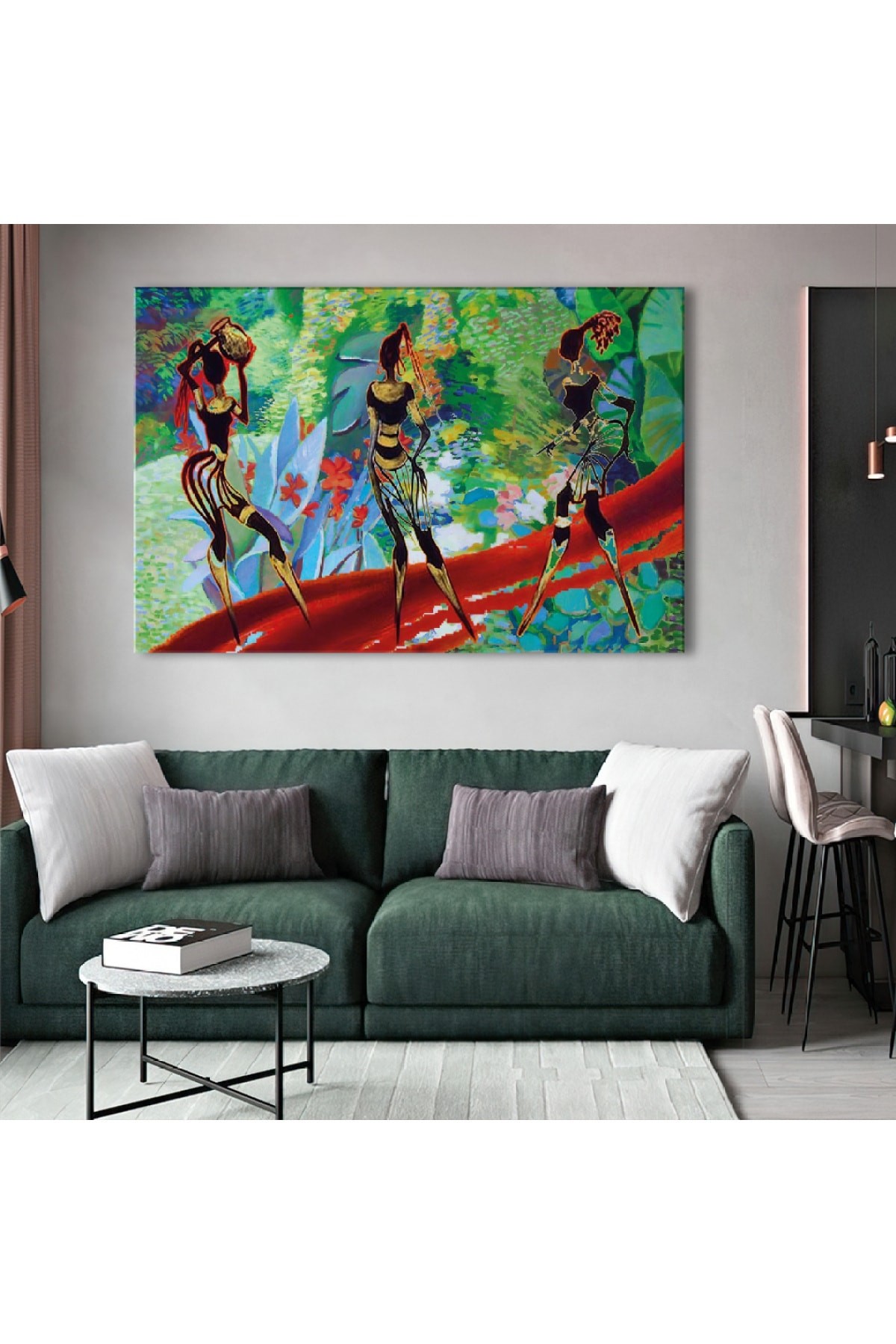 Resim Sanatı Afrikalı Kadınlar Ahşap Şase Dijital Baskı Kanvas Tablo 120X80Cm