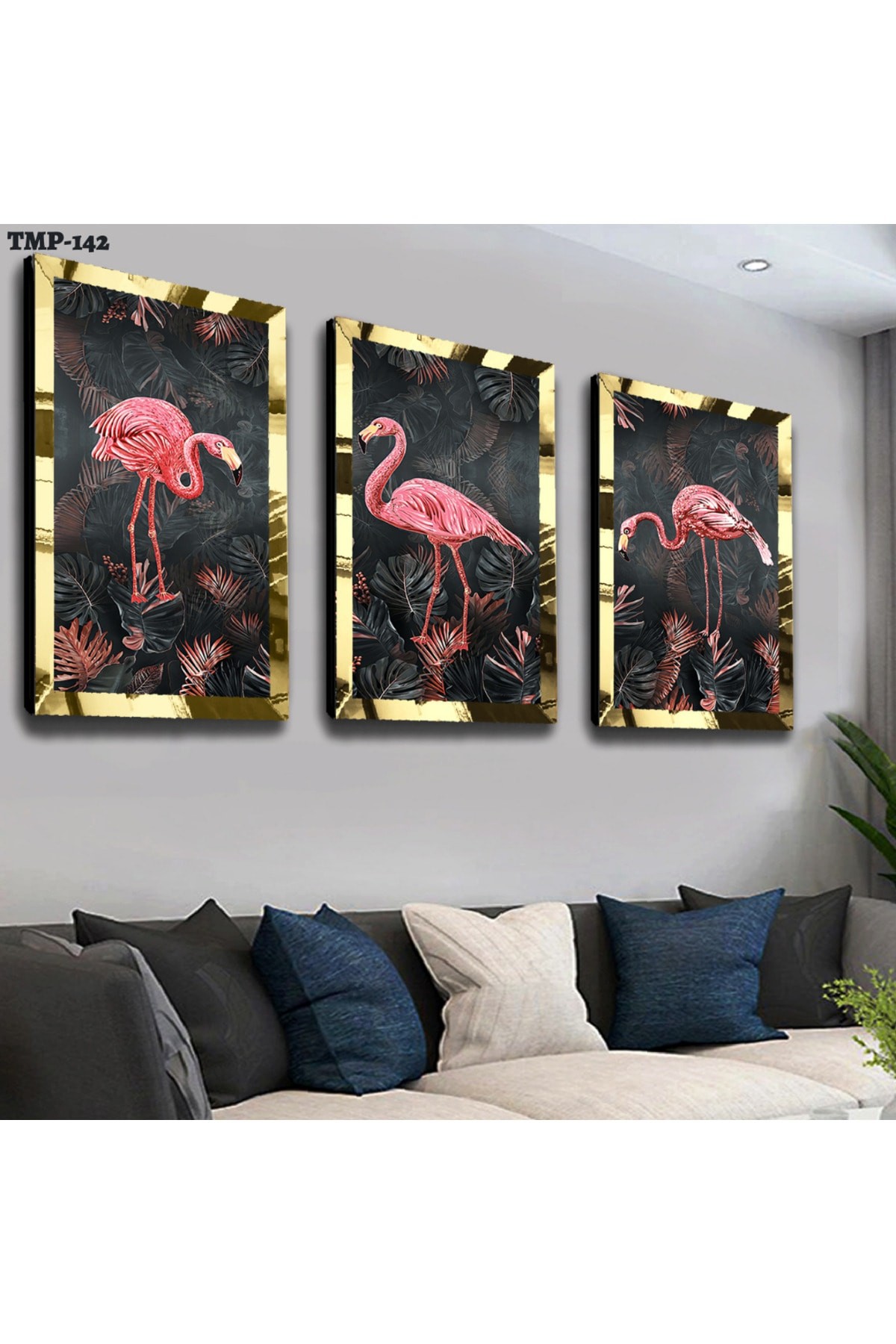 Flamingo Gold Pleksili Saat Ve Solmaz MDF Tablo