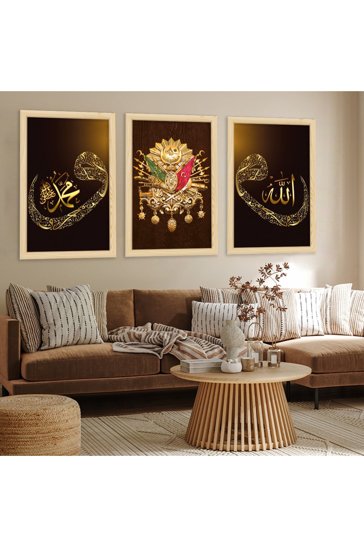Minimalist Ahşap Çerçeveli Osmanlı Tuğrası Tablo