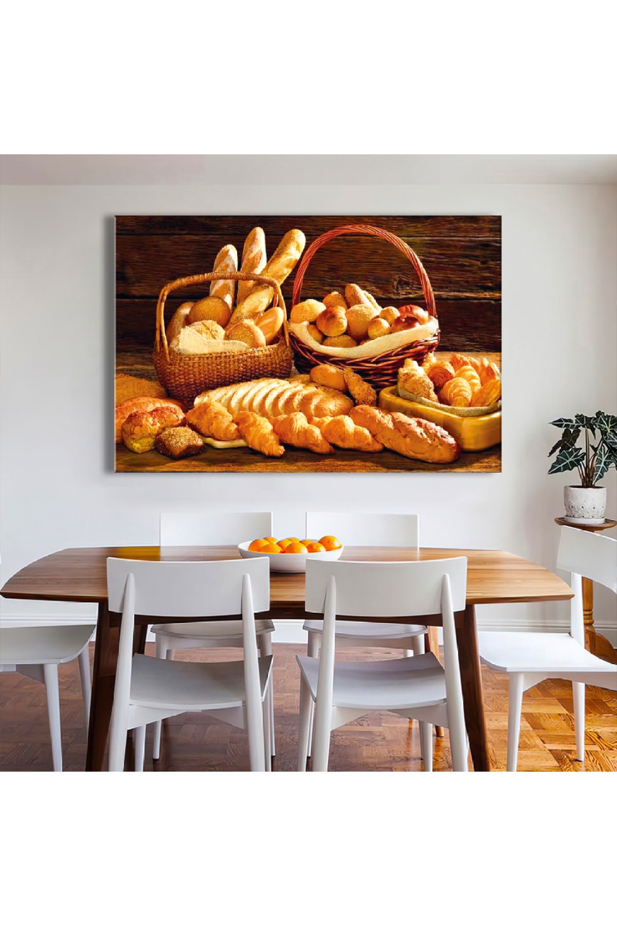 Fırın Ekmek Ahşap Şase Dijital Baskı Kanvas Tablo 120X80Cm