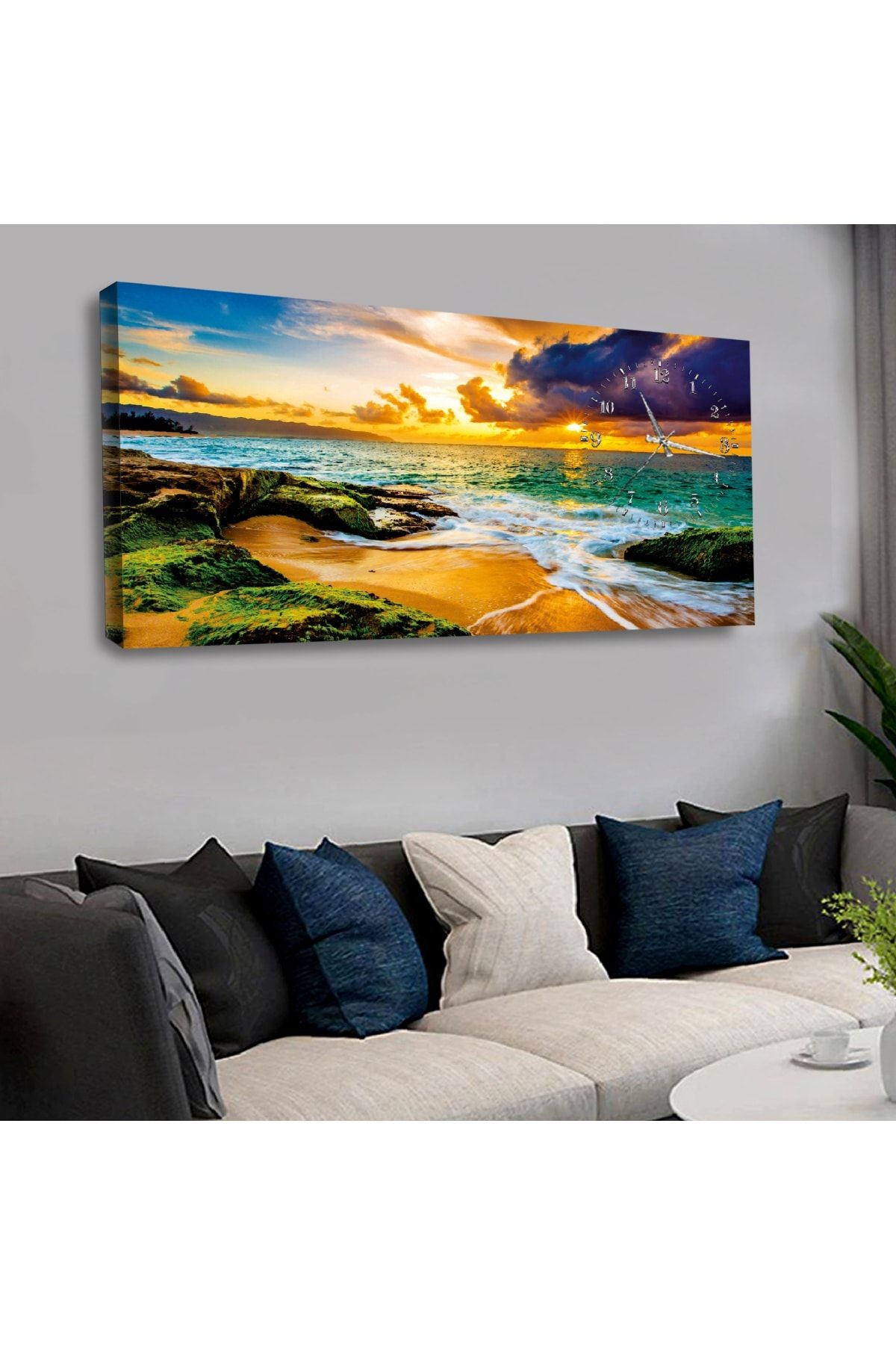 Zevahir 120x60 Cm Saatli Kanvas Tablo Kvs199