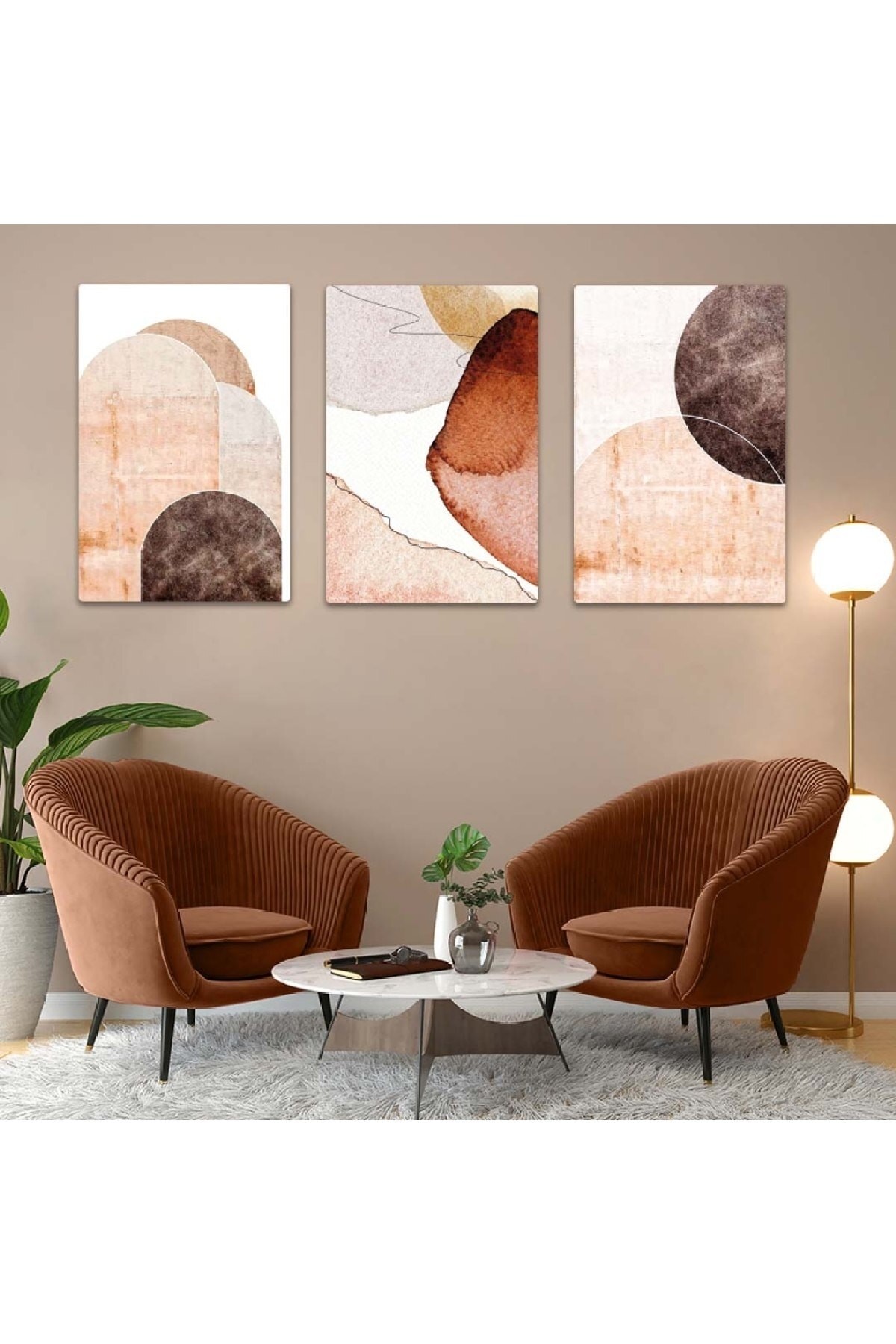 Renkli Kolaj Çizim 3'Lü Solmaz MDF Tablo Set