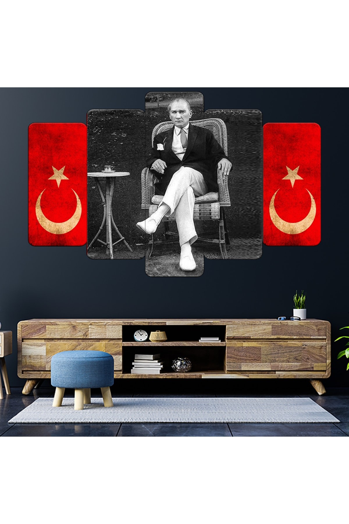 Mustafa Kemal Atatürk Ve Bayrak Solmaz MDF Tablo