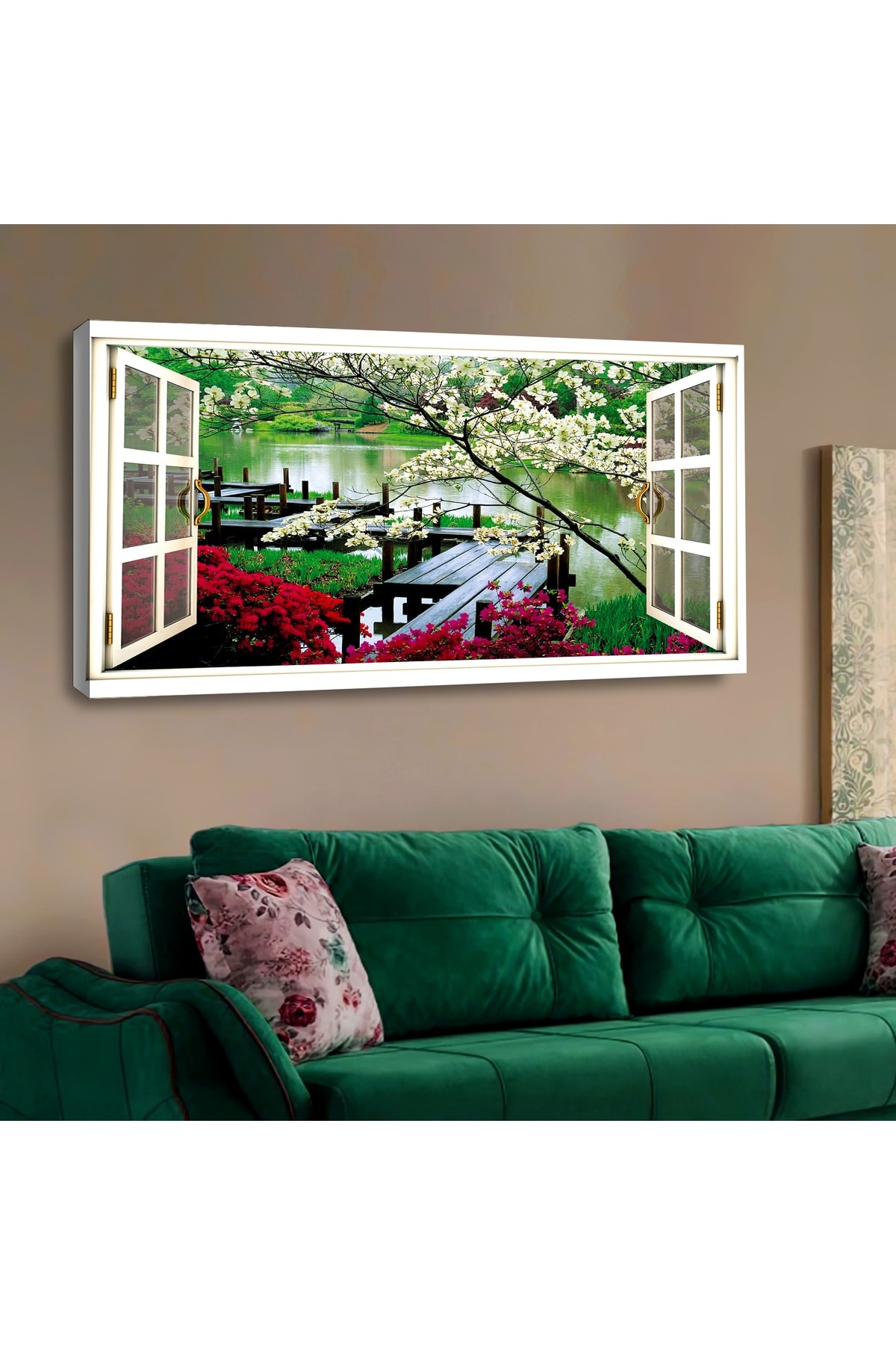 Oturma Odası Tablosu Ahşap Şase Dijital Baskı Kanvas Solmaz Tablo 120X60Cm