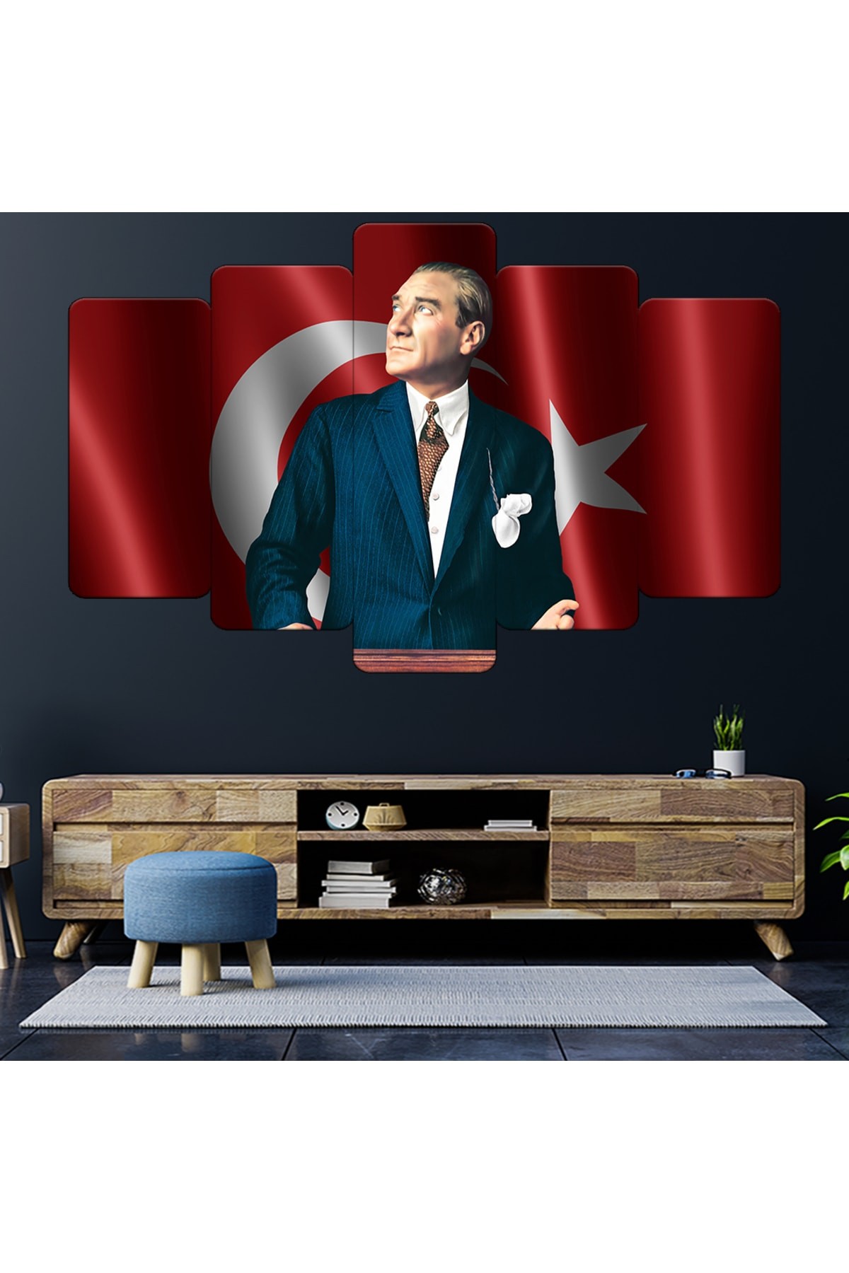 Atatürk Baş Öğretmen Bayrak Solmaz MDF Tablo