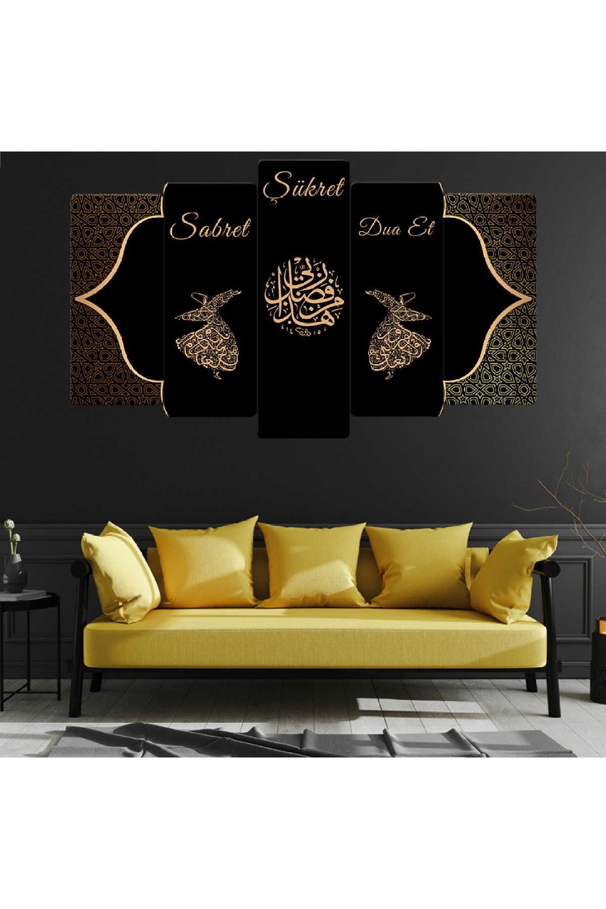 Salon Tablosu Sabret Şükret Dua Et Dini Solmaz MDF Tablo