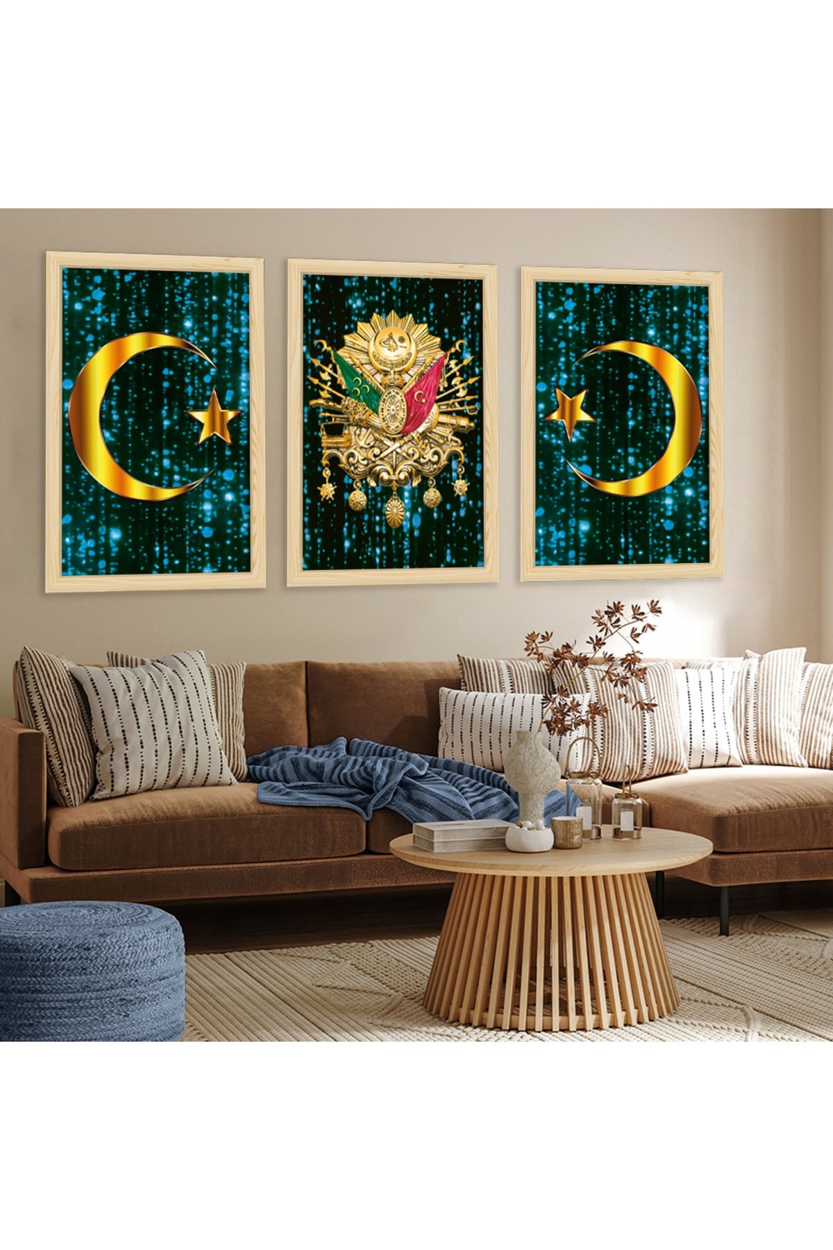 Modern Ahşap Çerçeveli Osmanlı Tuğrası Tablo