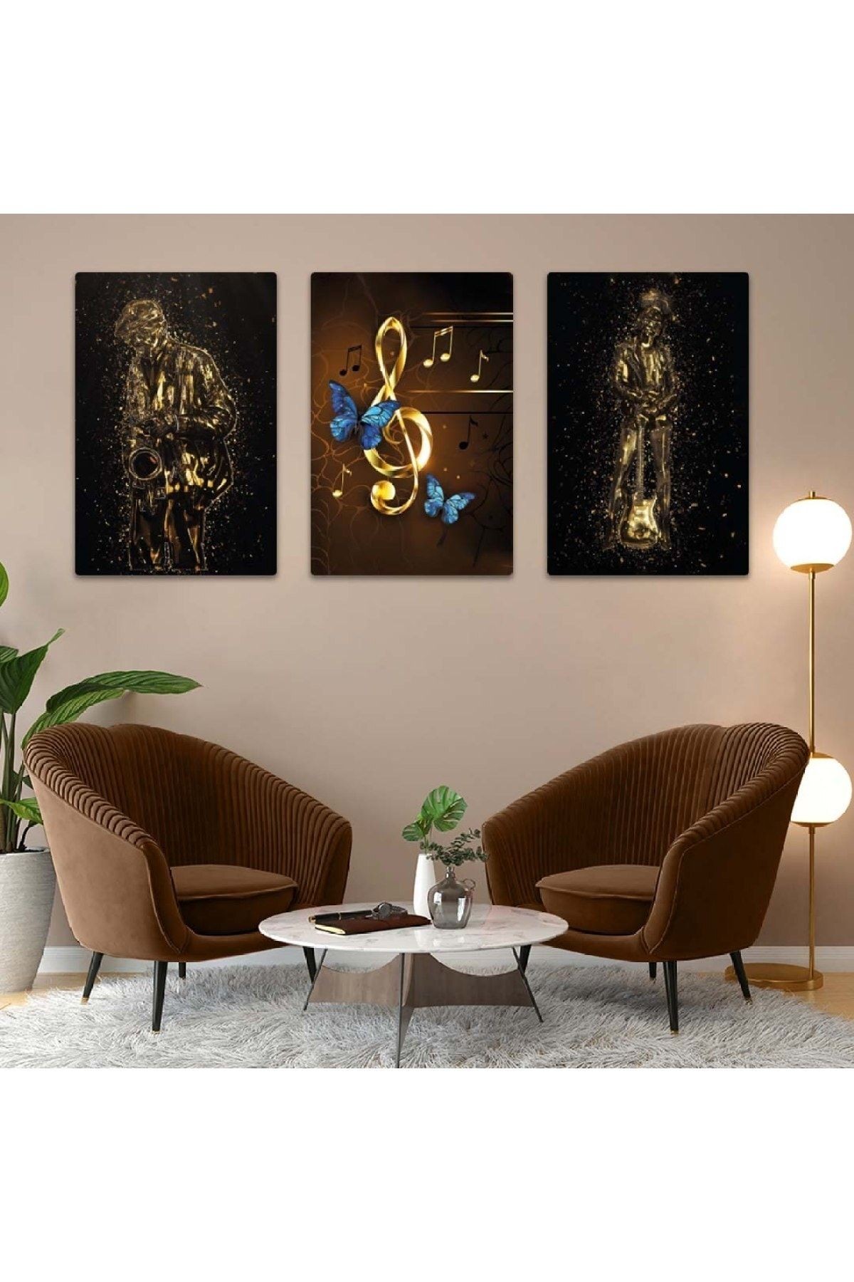 Üçlü Mdf Müzik Modern Tablo Seti