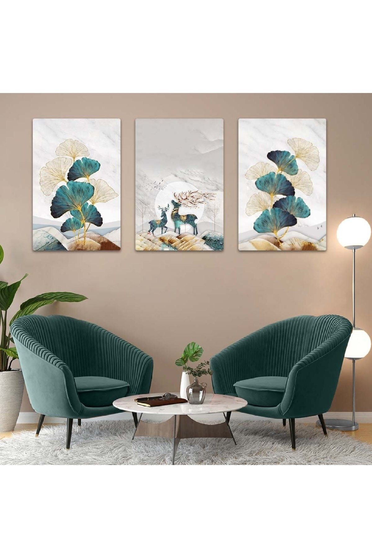 Minimalist Soyut Desen 3'lü Mdf Tablo Set